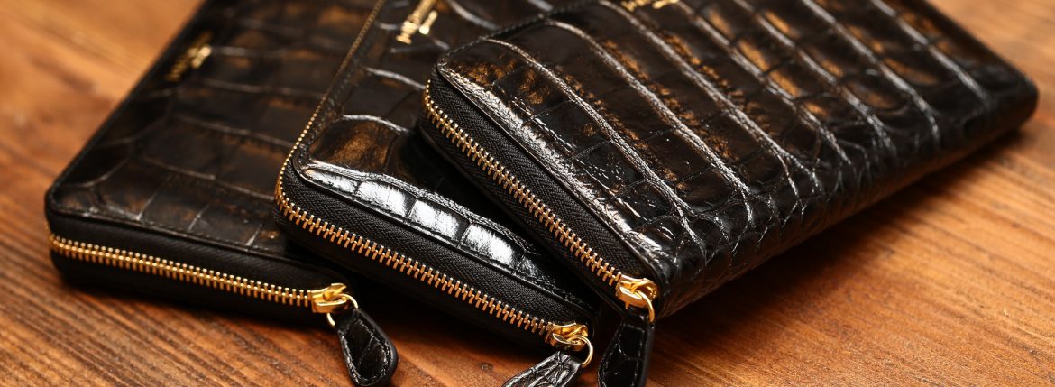 J&M DAVIDSON (ジェイアンドエムデヴィッドソン) L ZIP WALLET (L ジップ　ウォレット) 10011 MOCK CROC (クロコダイル型押し) 長財布 ウォレット BLACK (ブラック・999) Made in spain (スペイン製) 2017 春夏新作 愛知 名古屋 ZODIAC ゾディアックjmdavidson ジェイエムデヴォッドソン