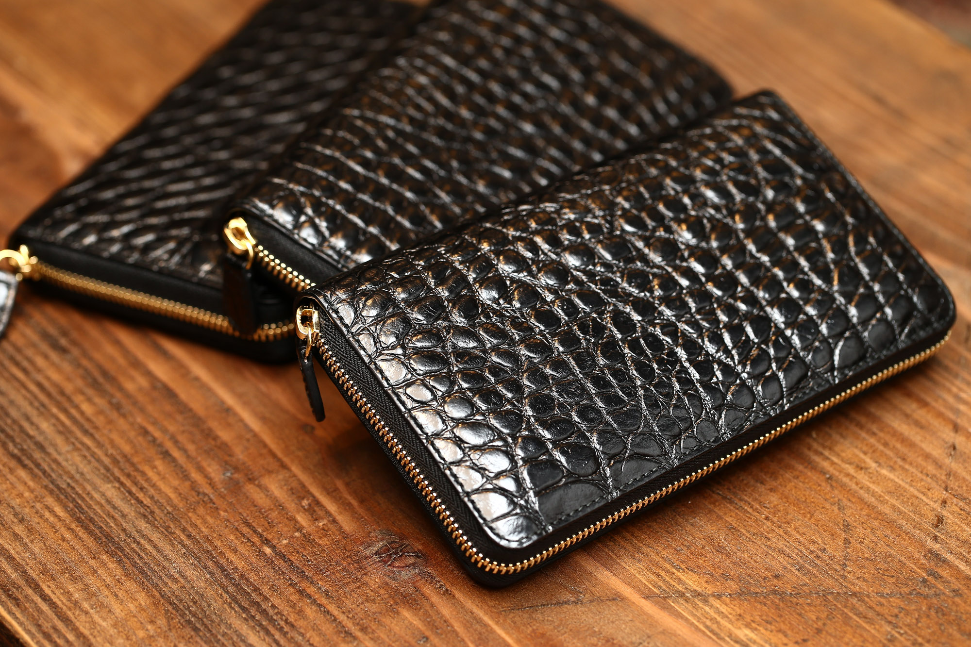 J&M DAVIDSON (ジェイアンドエムデヴィッドソン) L ZIP WALLET (L ジップ　ウォレット) 10011 MOCK CROC (クロコダイル型押し) 長財布 ウォレット BLACK (ブラック・999) Made in spain (スペイン製) 2017 春夏新作 愛知 名古屋 Alto e Diritto アルト エ デリットjmdavidson ジェイエムデヴォッドソン 