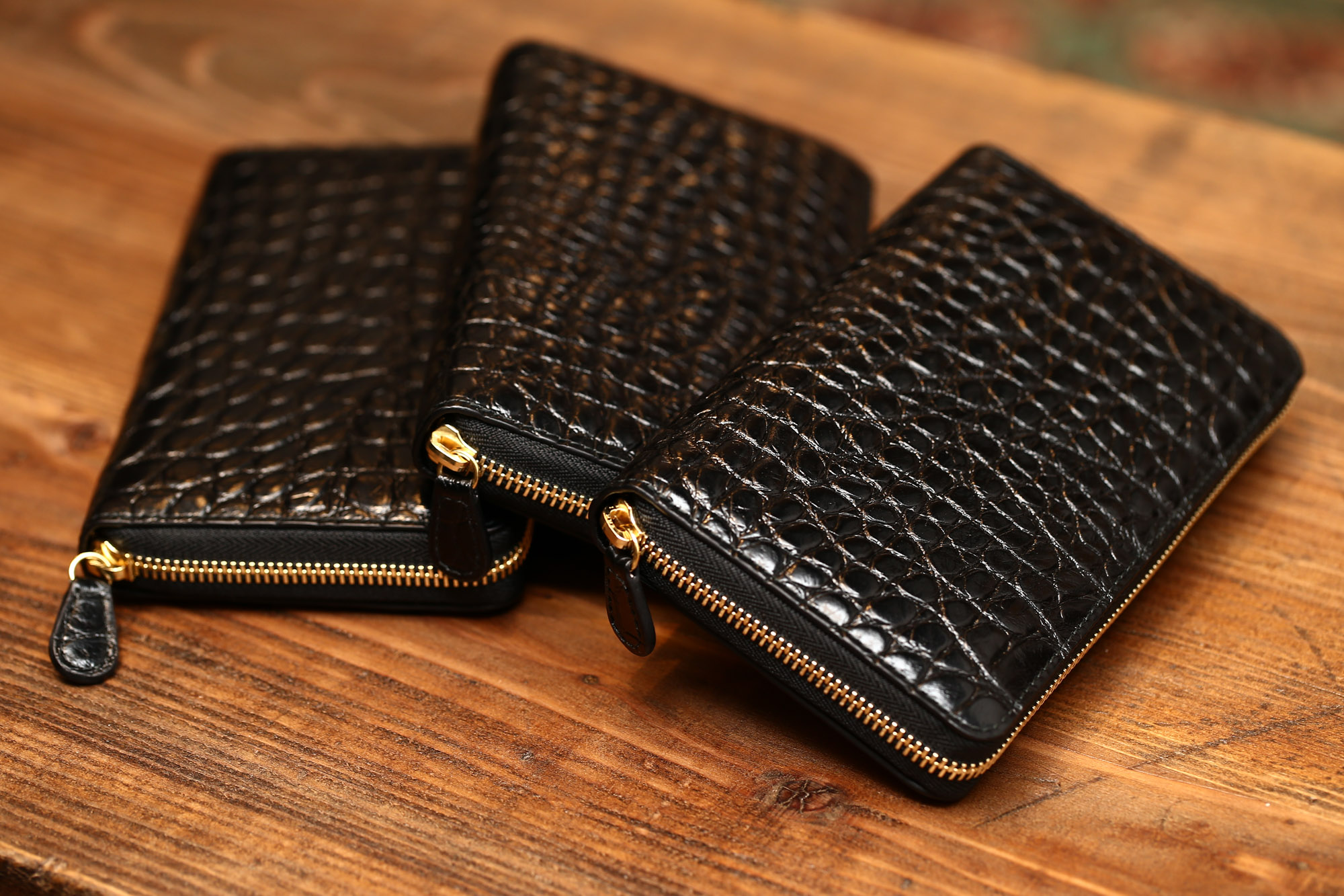 J&M DAVIDSON (ジェイアンドエムデヴィッドソン) L ZIP WALLET (L ジップ　ウォレット) 10011 MOCK CROC (クロコダイル型押し) 長財布 ウォレット BLACK (ブラック・999) Made in spain (スペイン製) 2017 春夏新作 愛知 名古屋 Alto e Diritto アルト エ デリットjmdavidson ジェイエムデヴォッドソン 