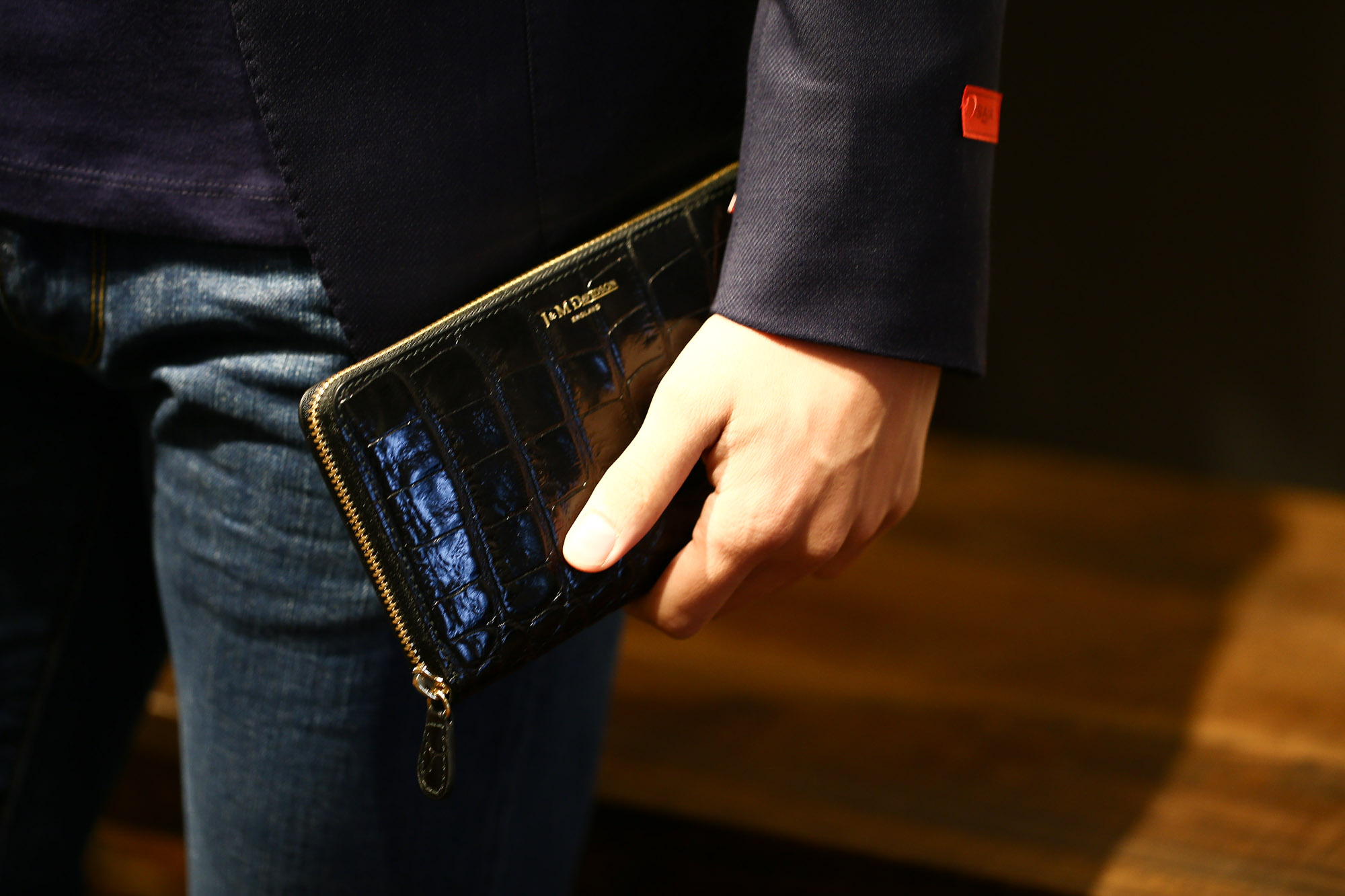 【J&M DAVIDSON / ジェイアンドエムデヴィッドソン】 L ZIP WALLET (L ジップ　ウォレット) 10011 MOCK CROC (クロコダイル型押し) 長財布 ウォレット BLACK (ブラック・999) Made in spain (スペイン製) 2017 春夏新作　春夏新作 愛知 名古屋 Alto e Diritto アルト エ デリットjmdavidson ジェイエムデヴォッドソン