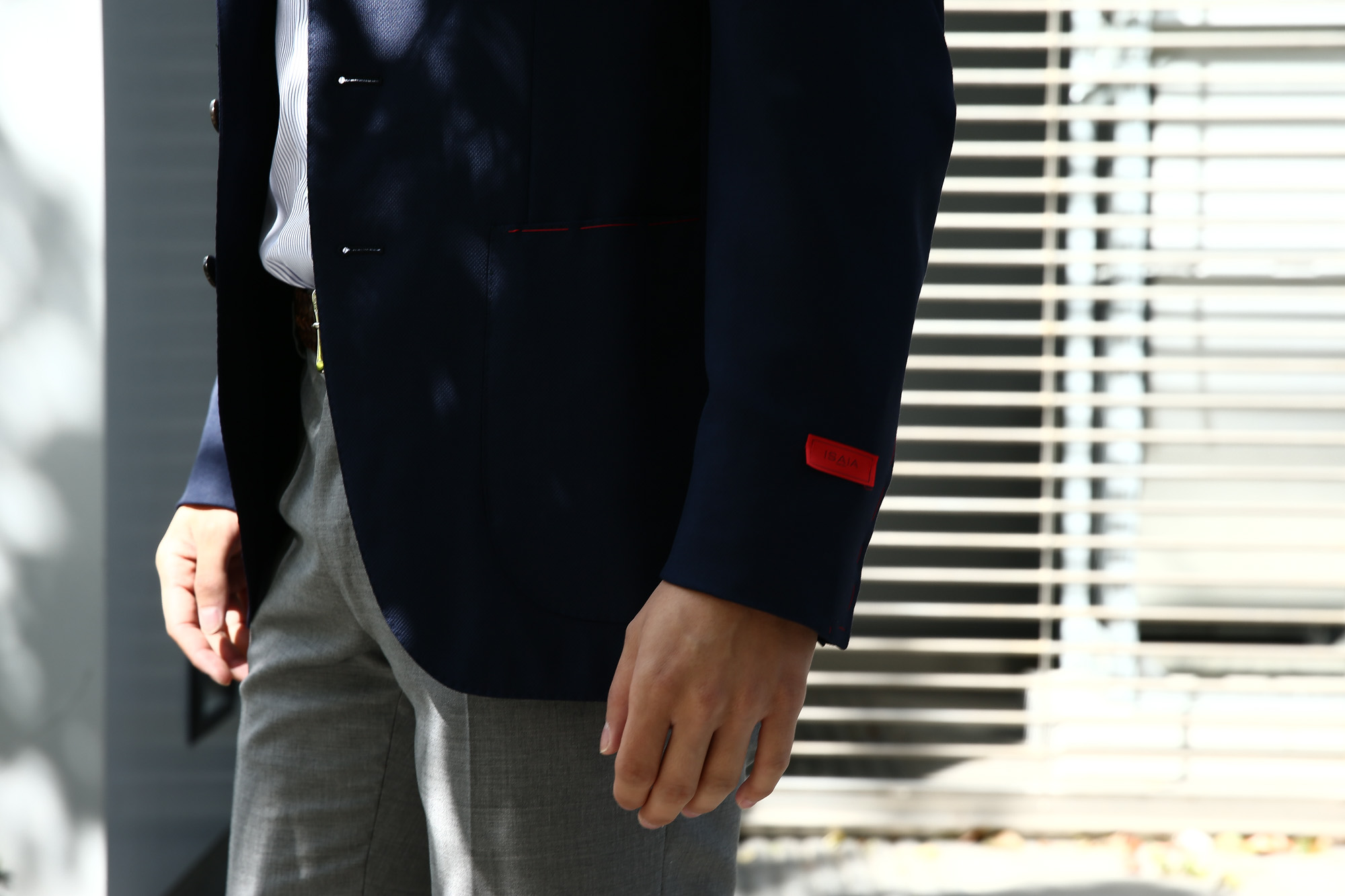 【ISAIA // イザイア】 SAILOR (セイラー) FABRIC (Wool 100%,LINING Cupro 100%) ウール ホップサック アンコン 3Bジャケット NAVY (ネイビー・800) Made in italy (イタリア製) 2017 春夏新作　コーディネート 愛知 名古屋 Alto e Diritto アルト エ デリット ISAIA ジャケット コットン テーラード イザイア 42,44,46,48,50,52,54,56