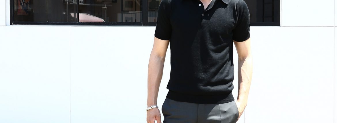 JOHN SMEDLEY (ジョンスメドレー) S3798 Polo Shirt SEA ISLAND COTTON (シーアイランドコットン) ポロシャツ BLACK (ブラック) Made in England (イギリス製) 2017 春夏新作 のコーディネートスタイル。愛知 名古屋 ZODIAC ゾディアック johnsmedley poloshirts ポロシャツ シーアイランド ジョンスメ スメドレー