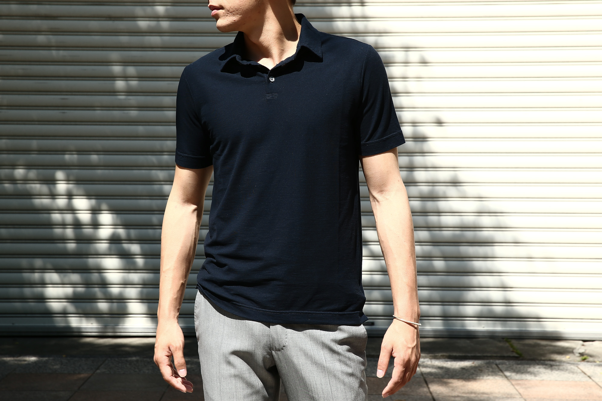 ZANONE (ザノーネ) Polo Shirt ice cotton アイスコットン ポロシャツ NAVY (ネイビー・Z0542)   made in italy (イタリア製) 2017 春夏新作 のコーディネート。愛知 名古屋 Alto e Diritto アルト エ デリット zanone ザノーネ icecotton  44,46,48,50,52,54