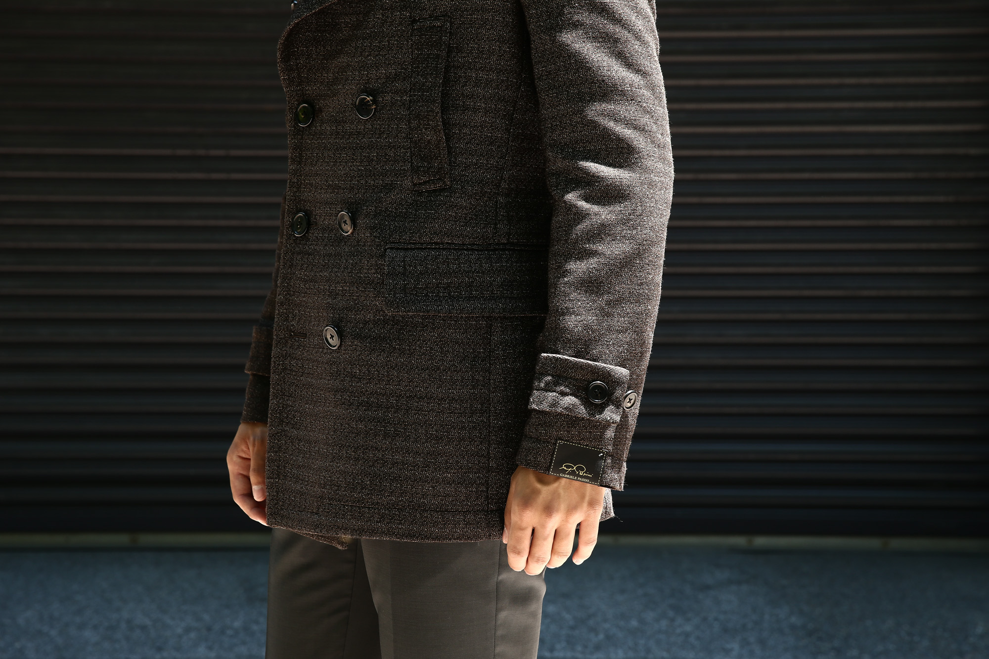 GABRIELE PASINI (ガブリエレ パジーニ) Pea coat ピーコート ウール オーバーコート ミドル丈 ダブルコート BROWN (ブラウン・438) Made in italy (イタリア製) 2017 秋冬 gabrielepasini ガブリエレパジーニ ジャケット スーツ コート Pコート 愛知 名古屋 Alto e Diritto アルト エ デリット