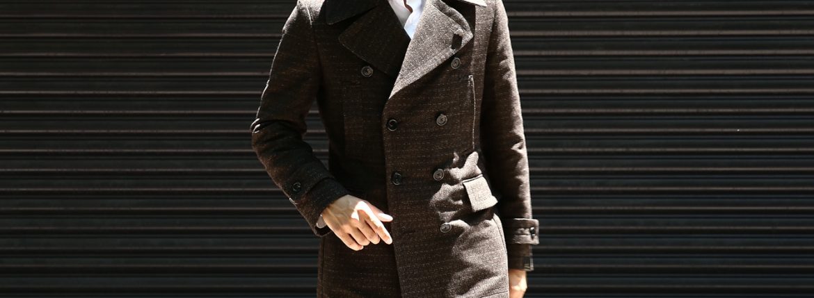 GABRIELE PASINI (ガブリエレ パジーニ) Pea coat ピーコート ウール オーバーコート ミドル丈 ダブルコート BROWN (ブラウン・438) Made in italy (イタリア製) 2017 秋冬のイメージ