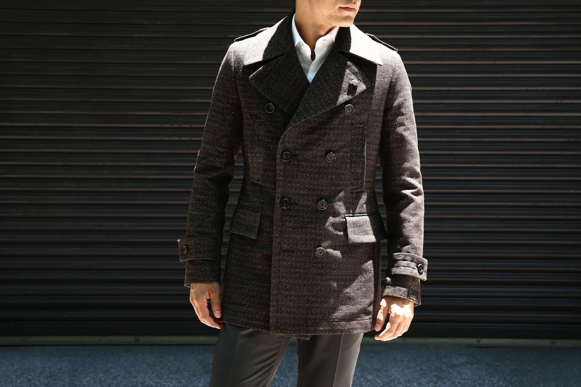 GABRIELE PASINI (ガブリエレ パジーニ) Pea coat ピーコート ウール オーバーコート ミドル丈 ダブルコート BROWN (ブラウン・438) Made in italy (イタリア製) 2017 秋冬 gabrielepasini ガブリエレパジーニ ジャケット スーツ コート Pコート 愛知 名古屋 Alto e Diritto アルト エ デリット