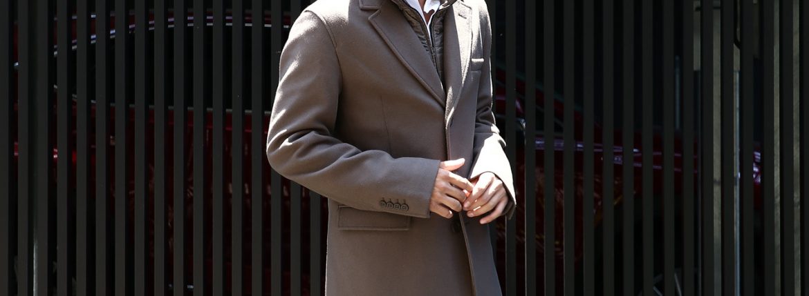 HERNO(ヘルノ) CA0045U Chester coat チェスターコート LANA DIAGONALE NYLON ULTRALIGHT 中綿入り ウールチェスターコート LIGHT BROWN (ライトブラウン・2700) Made in italy (イタリア製) 2017 秋冬 のコーディネートスタイル。愛知 名古屋 ZODIAC ゾディアック herno ヘルノ ダウンコート ビジネススタイル