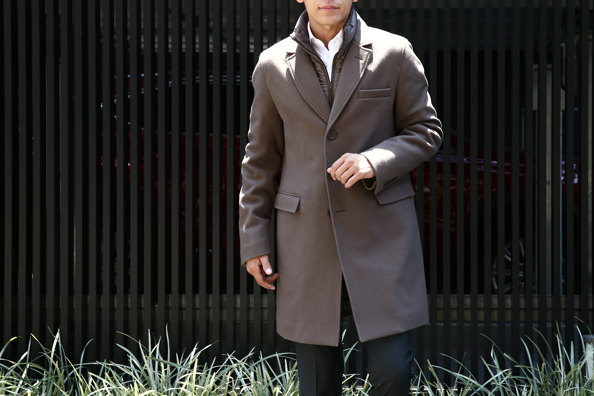 HERNO(ヘルノ) CA0045U Chester coat チェスターコート LANA DIAGONALE NYLON ULTRALIGHT 中綿入り ウールチェスターコート LIGHT BROWN (ライトブラウン・2700) Made in italy (イタリア製) 2017 秋冬 のコーディネートスタイル。愛知 名古屋 Alto e Diritto アルト エ デリット herno ヘルノ ダウンコート ビジネススタイル