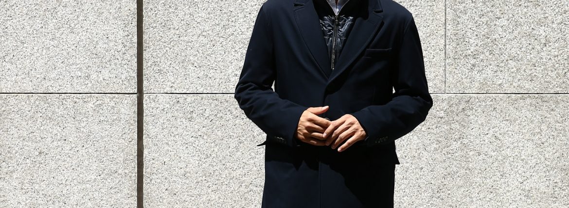 HERNO(ヘルノ) CA0057U Chester coat チェスターコート LoroPiana ロロピアーナ STORM SYSTEM WOOL HERNO TECH 中綿入り ウール チェスターコート NAVY (ネイビー・9290) Made in italy (イタリア製) 2017 秋冬 のコーディネートスタイル。愛知 名古屋 ZODIAC ゾディアック herno ヘルノ ダウンコート ビジネススタイル