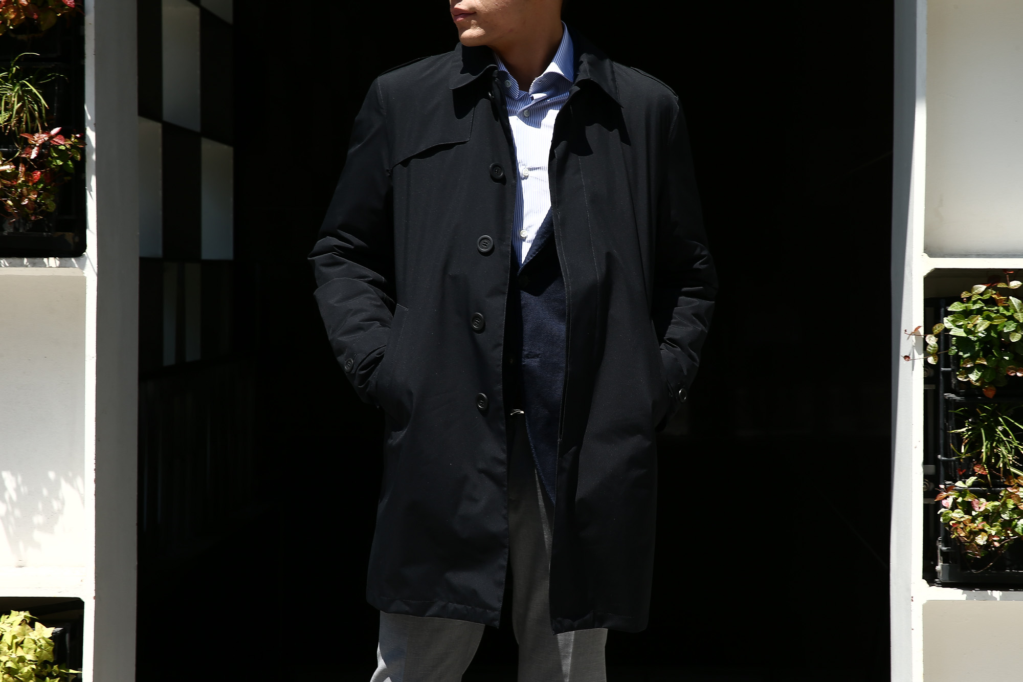 HERNO(ヘルノ) PI077UL LAMINAR Belted coat (ラミナー ベルテッドコート) GORE-TEX (ゴアテックス) 完全防水 ステンカラー シングル ベルテッドコート BLACK (ブラック・9300) 2017 秋冬 愛知 名古屋 herno ヘルノ ダウンコート 42,44,46,48,50,52,54