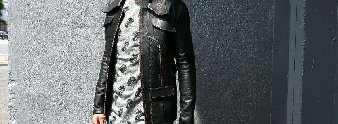 South Paradiso Leather (サウスパラディソレザー) East West イーストウエスト 【ADLER / アードラー】 Cow Hide Leather カウハイドレザー レザージャケット BLACK (ブラック) MADE IN USA (アメリカ製)のイメージ