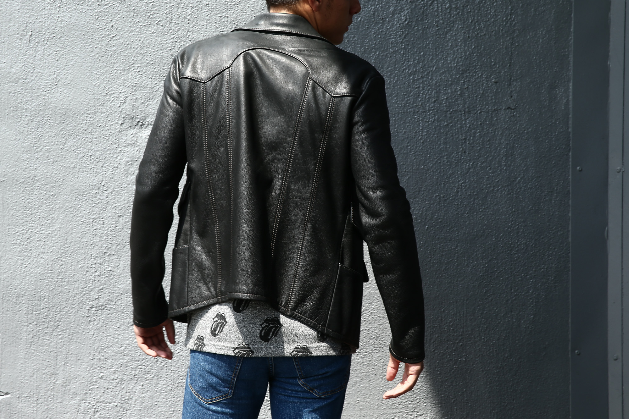 South Paradiso Leather (サウスパラディソレザー) East West イーストウエスト 【ADLER / アードラー】 Cow Hide Leather カウハイドレザー レザージャケット BLACK (ブラック) MADE IN USA (アメリカ製) のコーディネート画像。愛知 名古屋 Alto e Diritto アルト エ デリット アドラー サウスパラディソ パラディソ レザー ヴィンテージ ビンテージ southparadiso vintage