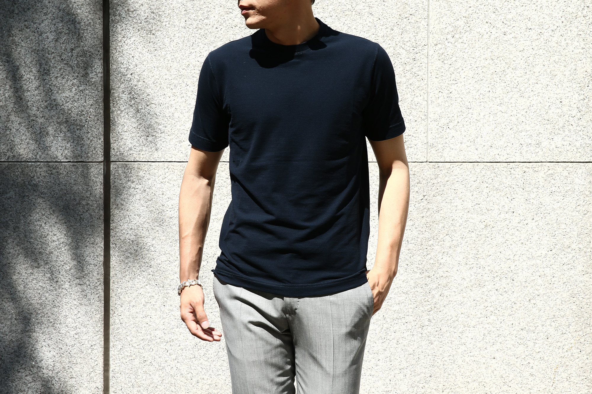 ZANONE (ザノーネ) Crew T-shirt ice cotton アイスコットン 811821 Z0380 クルーネックTシャツ NAVY (ネイビー・Z0542) MADE IN ITALY(イタリア製) 2017 春夏新作 愛知 名古屋 Alto e Diritto アルト エ デリット zanone アイスコットンTシャツ 42,44,46,48,50,52