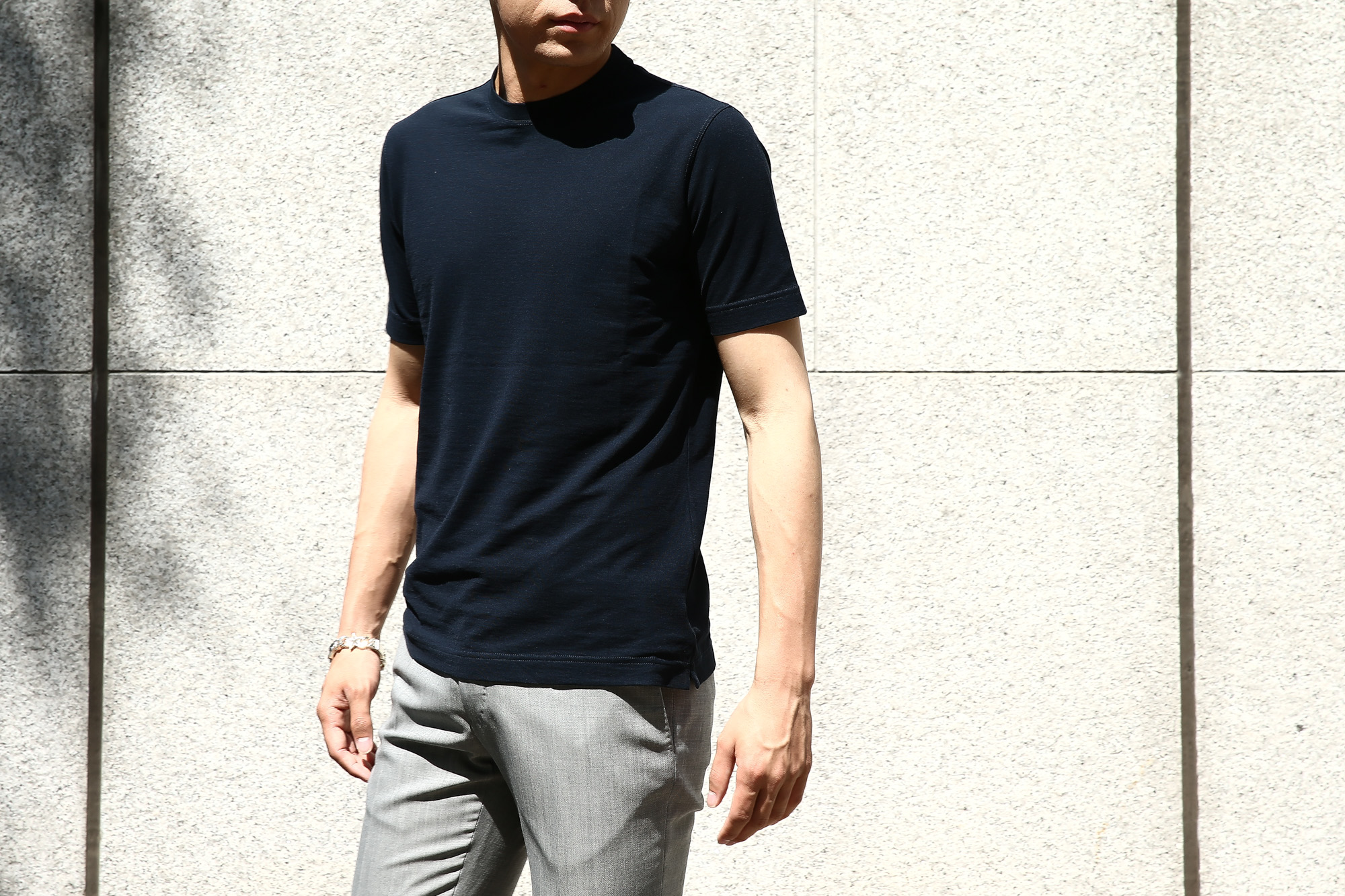 ZANONE (ザノーネ) Crew T-shirt ice cotton アイスコットン 811821 Z0380 クルーネックTシャツ NAVY (ネイビー・Z0542) MADE IN ITALY(イタリア製) 2017 春夏新作 愛知 名古屋 Alto e Diritto アルト エ デリット zanone アイスコットンTシャツ 42,44,46,48,50,52