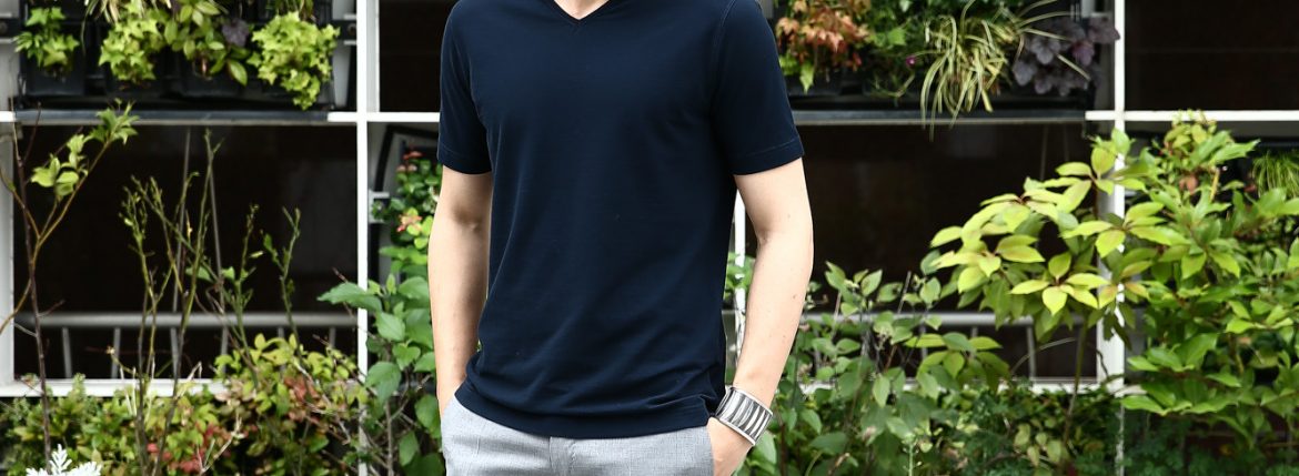 ZANONE (ザノーネ) V-neck T-shirt ice cotton アイスコットン 810237 Z0380 VネックTシャツ NAVY (ネイビー・Z0542) MADE IN ITALY(イタリア製) 2017 春夏 zanone ザノーネ 愛知 名古屋 ZODIAC ゾディアック