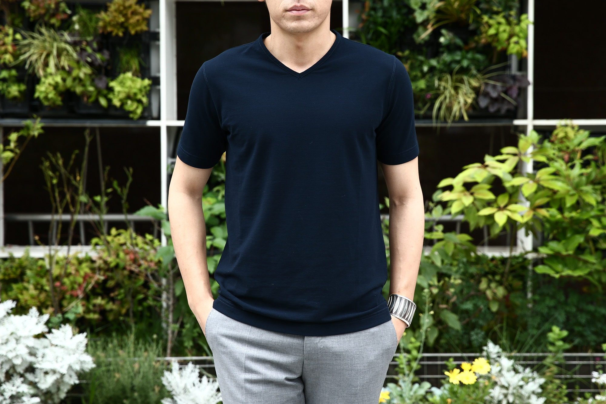 ZANONE (ザノーネ) V-neck T-shirt ice cotton アイスコットン 810237 Z0380 VネックTシャツ NAVY (ネイビー・Z0542) MADE IN ITALY(イタリア製) 2017 春夏 zanone ザノーネ 愛知 名古屋 Alto e Diritto アルト エ デリット