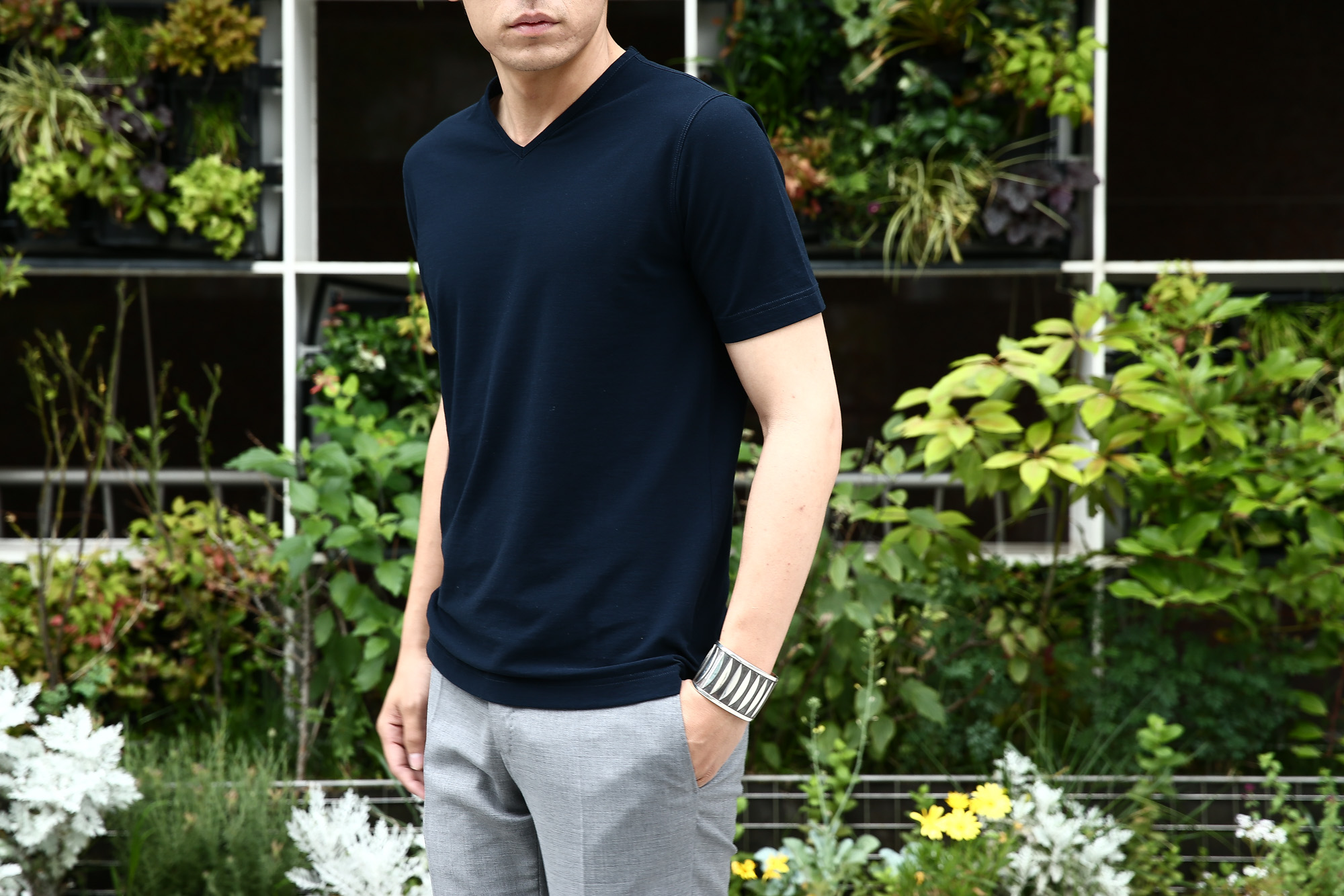 ZANONE (ザノーネ) V-neck T-shirt ice cotton アイスコットン 810237 Z0380 VネックTシャツ NAVY (ネイビー・Z0542) MADE IN ITALY(イタリア製) 2017 春夏 zanone ザノーネ 愛知 名古屋 Alto e Diritto アルト エ デリット