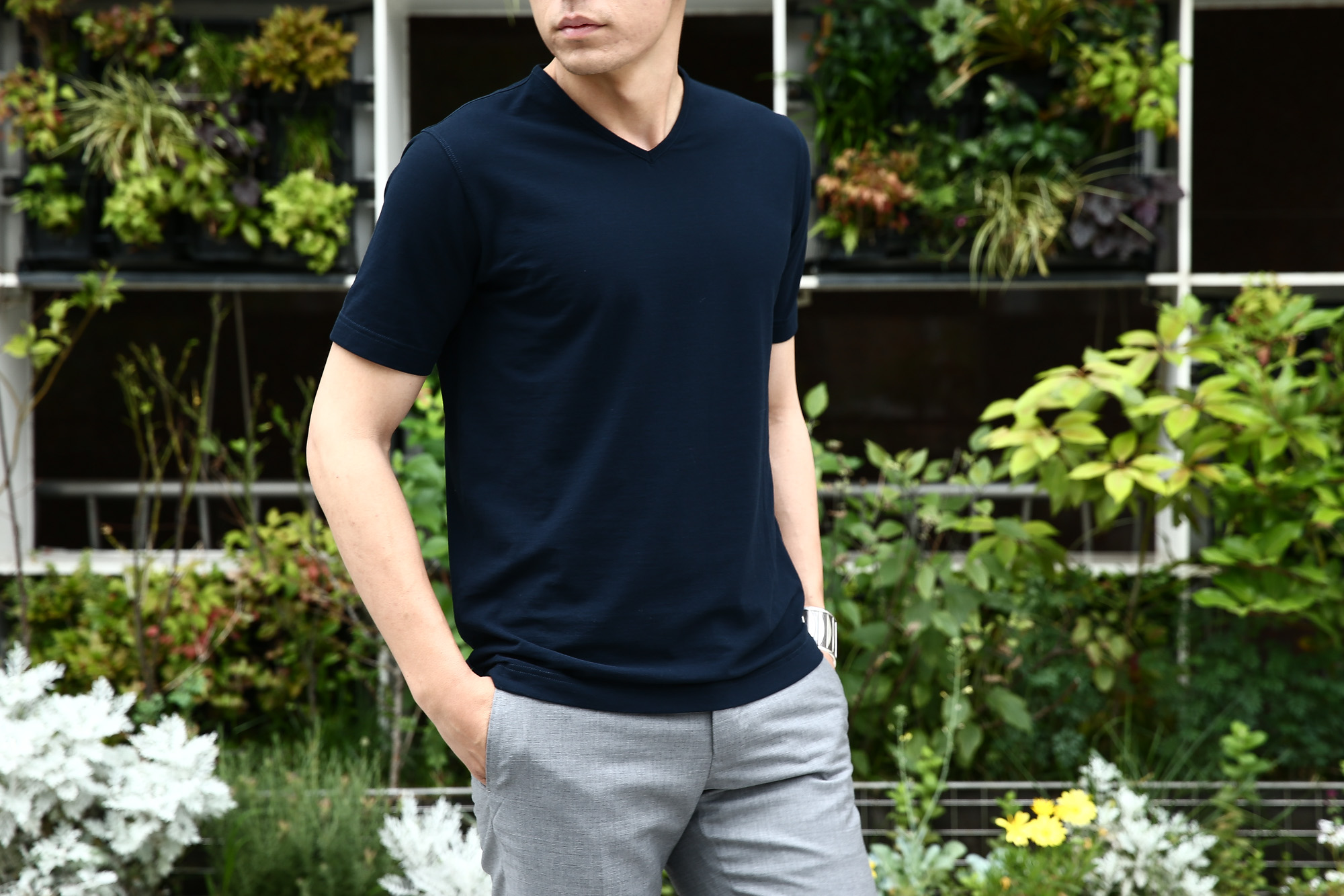 ZANONE (ザノーネ) V-neck T-shirt ice cotton アイスコットン 810237 Z0380 VネックTシャツ NAVY (ネイビー・Z0542) MADE IN ITALY(イタリア製) 2017 春夏 zanone ザノーネ 愛知 名古屋 Alto e Diritto アルト エ デリット