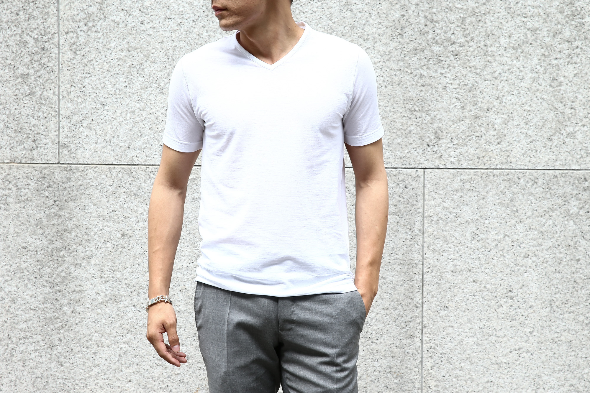 ZANONE (ザノーネ) V-neck T-shirt ice cotton アイスコットン 810237 Z0380 VネックTシャツ WHITE (ホワイト・Z0001)  MADE IN ITALY(イタリア製) 2017 春夏 zanone ザノーネ 愛知 名古屋 Alto e Diritto アルト エ デリット