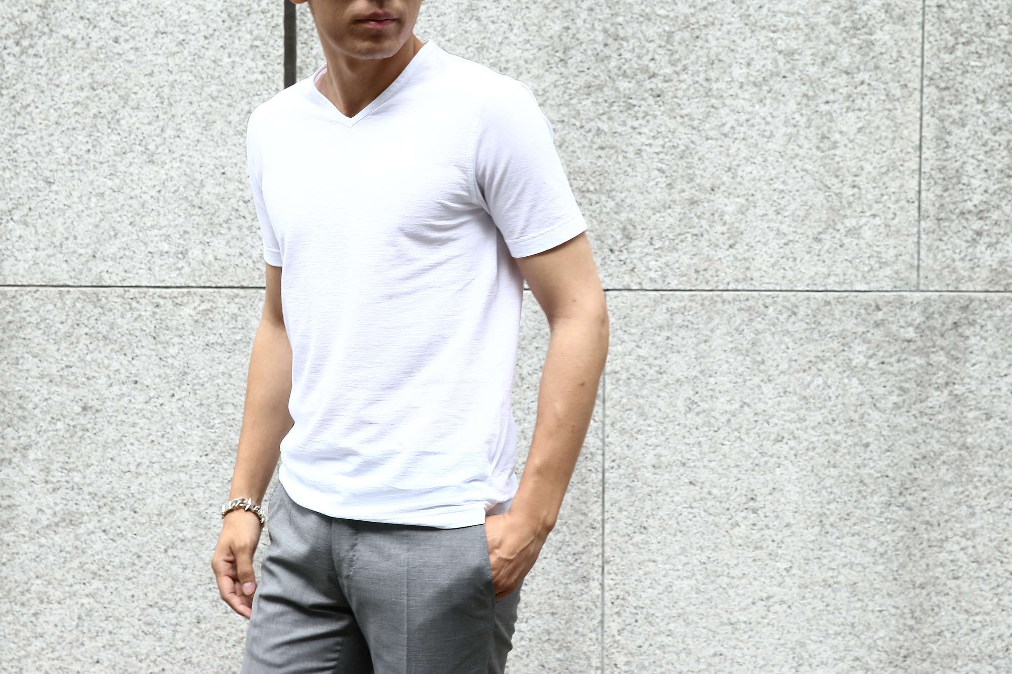 ZANONE (ザノーネ) V-neck T-shirt ice cotton アイスコットン 810237 Z0380 VネックTシャツ WHITE (ホワイト・Z0001)  MADE IN ITALY(イタリア製) 2017 春夏 zanone ザノーネ 愛知 名古屋 Alto e Diritto アルト エ デリット