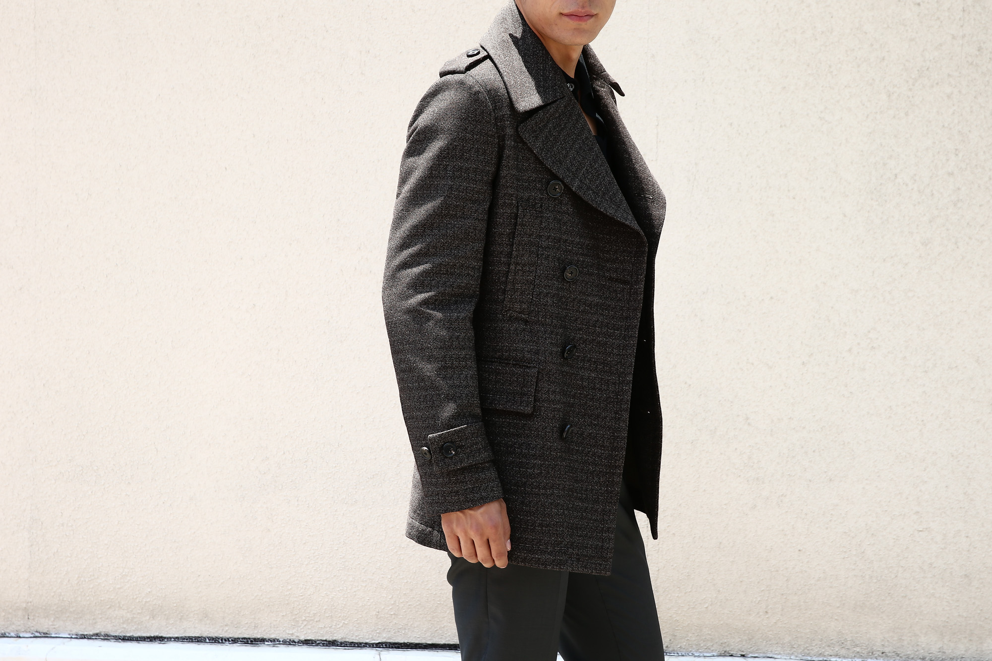 【GABRIELE PASINI / ガブリエレ パジーニ】 Pea coat ピーコート ウール オーバーコート ミドル丈 ダブルコート BROWN (ブラウン・438) Made in italy (イタリア製) 2017 秋冬 gabrielepasini ガブリエレパジーニ ジャケット スーツ コート Pコート 愛知 名古屋 Alto e Diritto アルト エ デリット