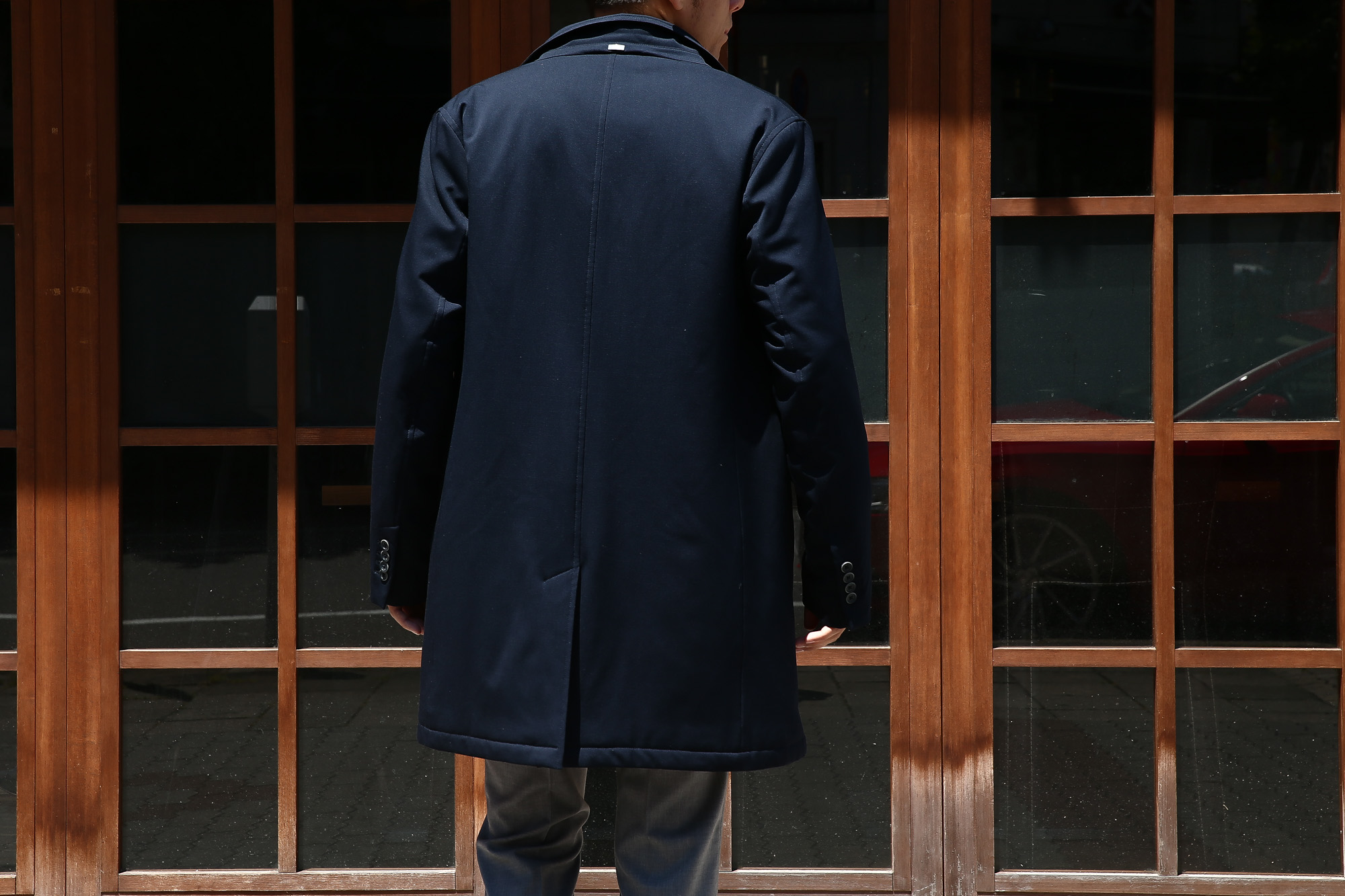 【HERNO / ヘルノ】 CA0057U Chester coat チェスターコート LoroPiana ロロピアーナ STORM SYSTEM WOOL HERNO TECH 中綿入り ウール チェスターコート NAVY (ネイビー・9290) Made in italy (イタリア製) 2017 秋冬　のコーディネートスタイル。愛知 名古屋 Alto e Diritto アルト エ デリット herno ヘルノ ダウンコート ビジネススタイル