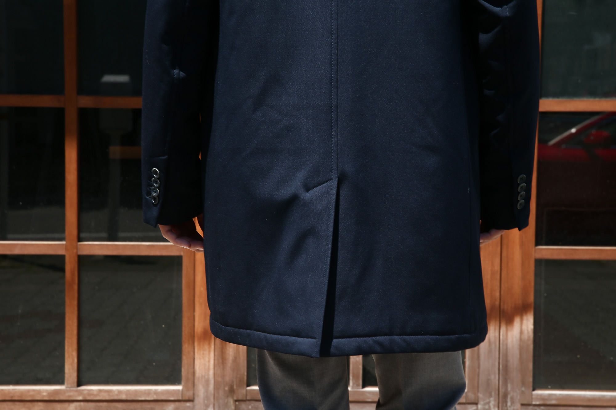 【HERNO / ヘルノ】 CA0057U Chester coat チェスターコート LoroPiana ロロピアーナ STORM SYSTEM WOOL HERNO TECH 中綿入り ウール チェスターコート NAVY (ネイビー・9290) Made in italy (イタリア製) 2017 秋冬　のコーディネートスタイル。愛知 名古屋 Alto e Diritto アルト エ デリット herno ヘルノ ダウンコート ビジネススタイル