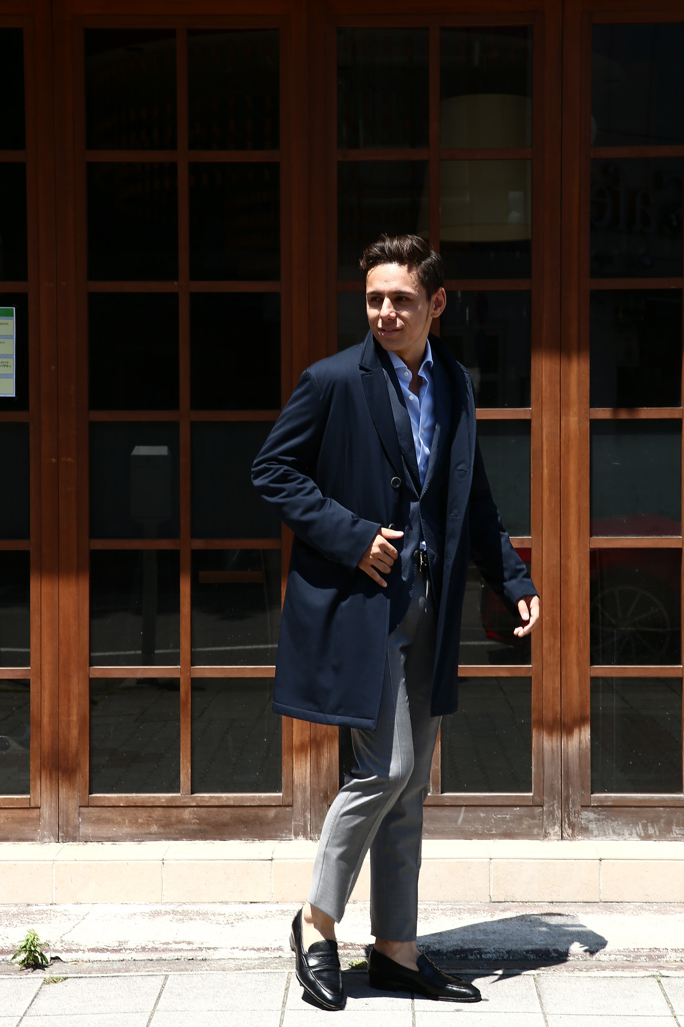 【HERNO / ヘルノ】 CA0057U Chester coat チェスターコート LoroPiana ロロピアーナ STORM SYSTEM WOOL HERNO TECH 中綿入り ウール チェスターコート NAVY (ネイビー・9290) Made in italy (イタリア製) 2017 秋冬　のコーディネートスタイル。愛知 名古屋 Alto e Diritto アルト エ デリット herno ヘルノ ダウンコート ビジネススタイル