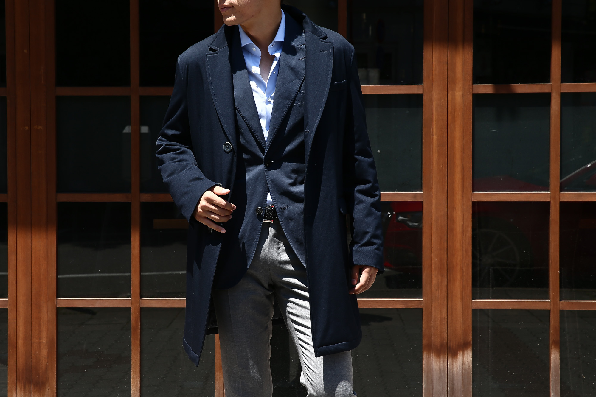 【HERNO / ヘルノ】 CA0057U Chester coat チェスターコート LoroPiana ロロピアーナ STORM SYSTEM WOOL HERNO TECH 中綿入り ウール チェスターコート NAVY (ネイビー・9290) Made in italy (イタリア製) 2017 秋冬　のコーディネートスタイル。愛知 名古屋 Alto e Diritto アルト エ デリット herno ヘルノ ダウンコート ビジネススタイル