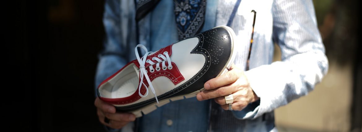 HIROSHI TSUBOUCHI(ヒロシ ツボウチ) HTO-AD05 Wing tip Sneakers Calf Leather カーフレザー ウィングチップ スニーカー TRICOLOR(トリコロール) MADE IN JAPAN(日本製) 2017秋冬 hiroshitsubouchi ヒロシツボウチ 木梨則武 ノリさん C.ロナウド クリスティアーノロナウド トリコカラー とんねるずのみなさんのおかげでした