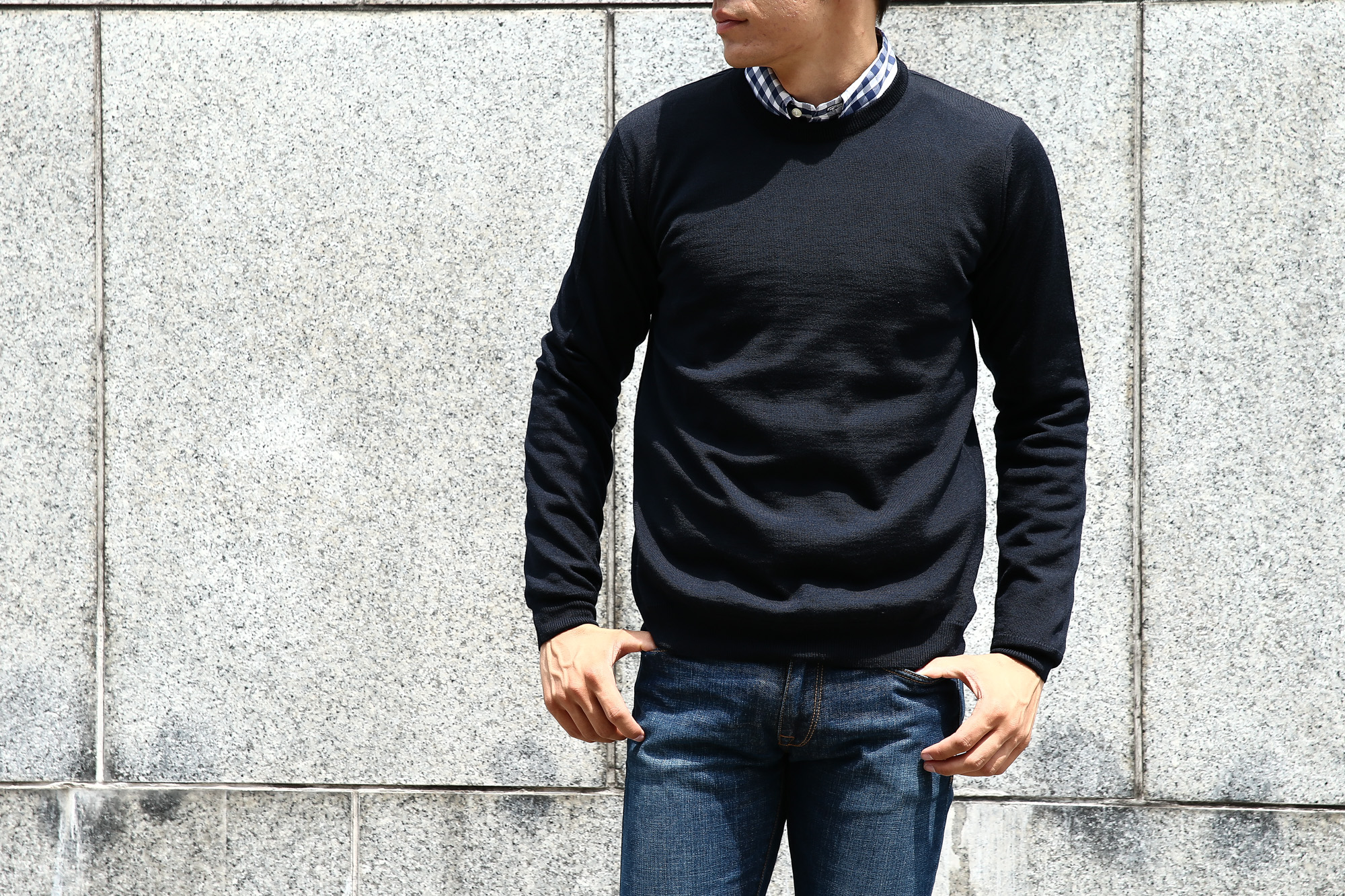 【ZANONE / ザノーネ】 Crew Neck Sweater クルーネックセーター VIRGIN WOOL 100% ヴァージンウール100% ハイゲージウールニットセーター NAVY (ネイビー・Z1375) made in italy (イタリア製) 2017 秋冬新作 zanone ザノーネ コーディネート タートルネック 愛知 名古屋 Alto e Diritto アルト エ デリット タートル 44,46,48,50,52,54