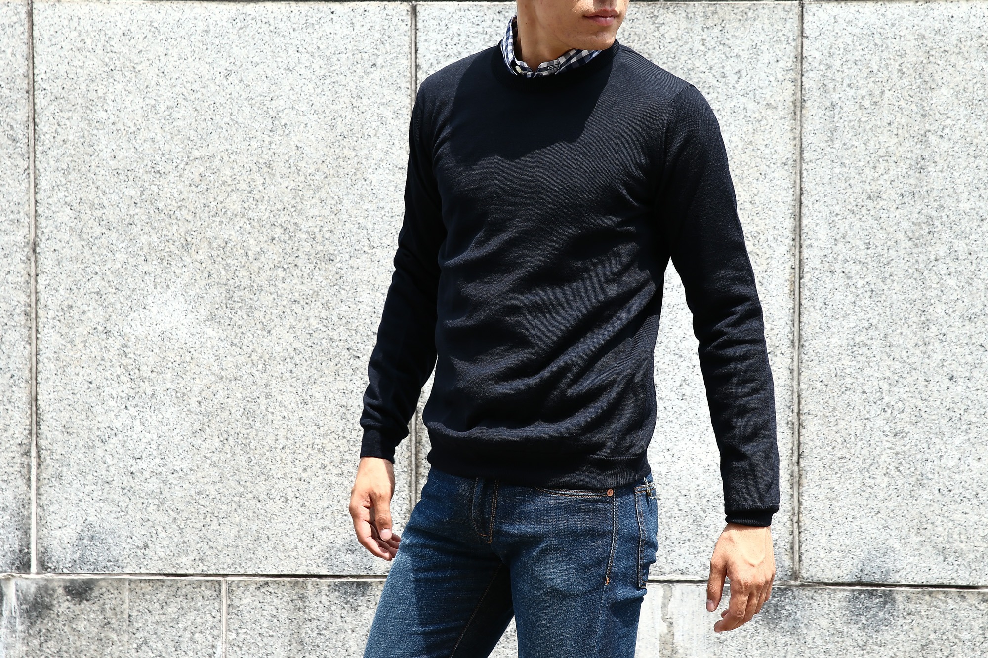 【ZANONE / ザノーネ】 Crew Neck Sweater クルーネックセーター VIRGIN WOOL 100% ヴァージンウール100% ハイゲージウールニットセーター NAVY (ネイビー・Z1375) made in italy (イタリア製) 2017 秋冬新作 zanone ザノーネ コーディネート タートルネック 愛知 名古屋 Alto e Diritto アルト エ デリット タートル 44,46,48,50,52,54