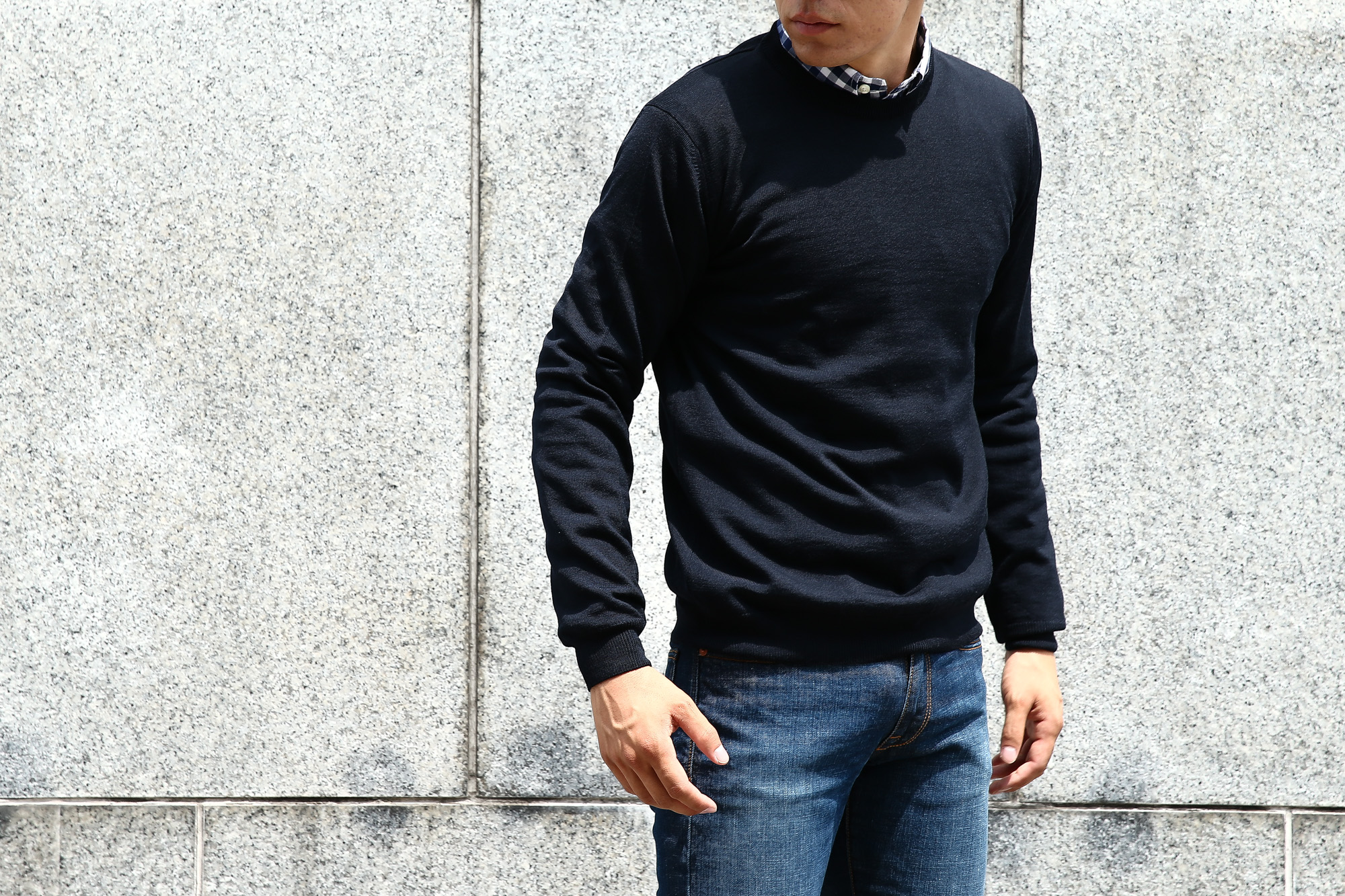 【ZANONE / ザノーネ】 Crew Neck Sweater クルーネックセーター VIRGIN WOOL 100% ヴァージンウール100% ハイゲージウールニットセーター NAVY (ネイビー・Z1375) made in italy (イタリア製) 2017 秋冬新作 zanone ザノーネ コーディネート タートルネック 愛知 名古屋 Alto e Diritto アルト エ デリット タートル 44,46,48,50,52,54