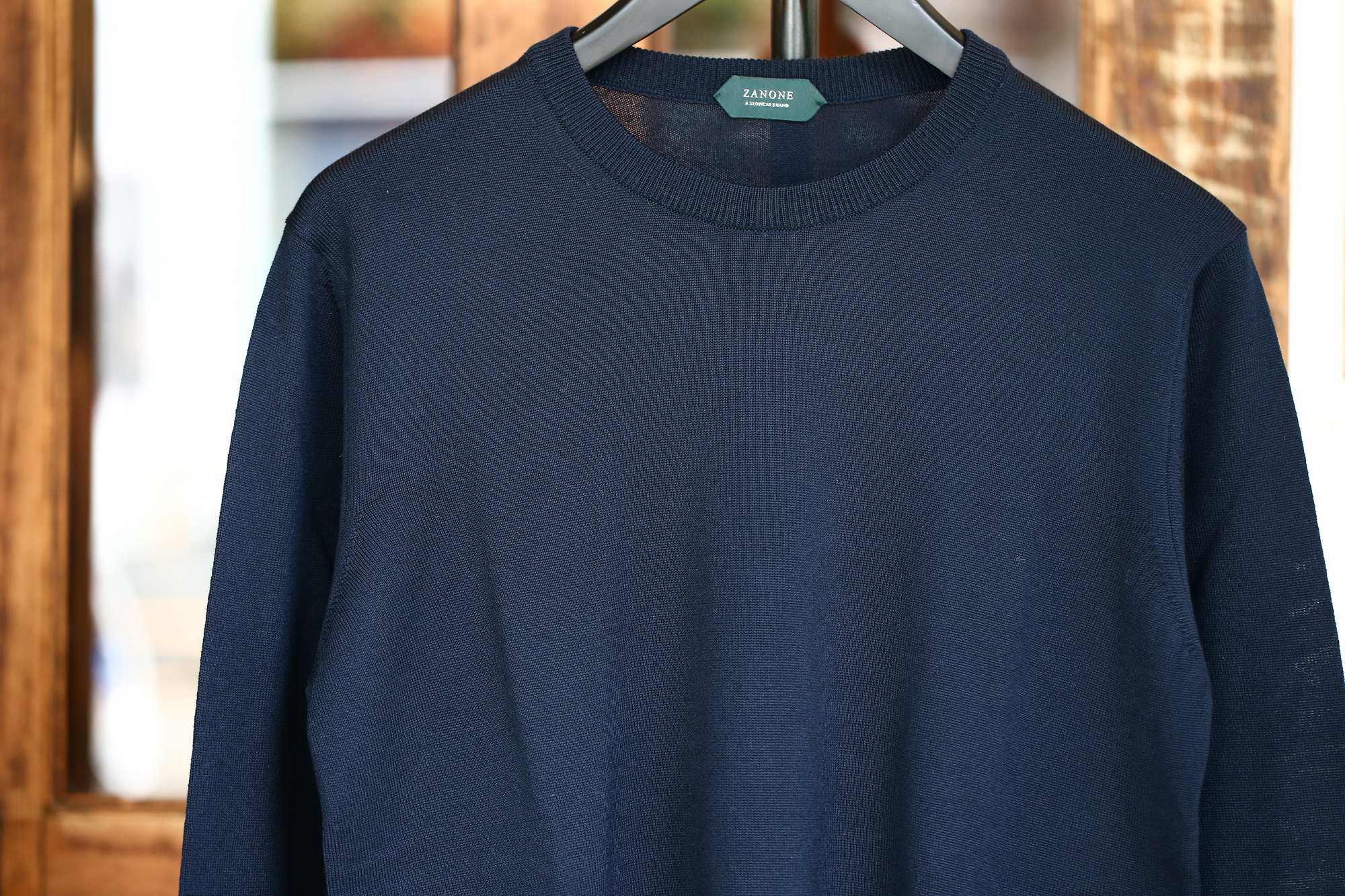 ZANONE (ザノーネ) Crew Neck Sweater (クルーネックセーター) VIRGIN WOOL 100% ヴァージンウール100% ハイゲージウールニットセーター NAVY (ネイビー・Z1375) made in italy (イタリア製) 2017 秋冬新作 zanone ザノーネ タートルネック 愛知 名古屋 Alto e Diritto アルト エ デリット タートル