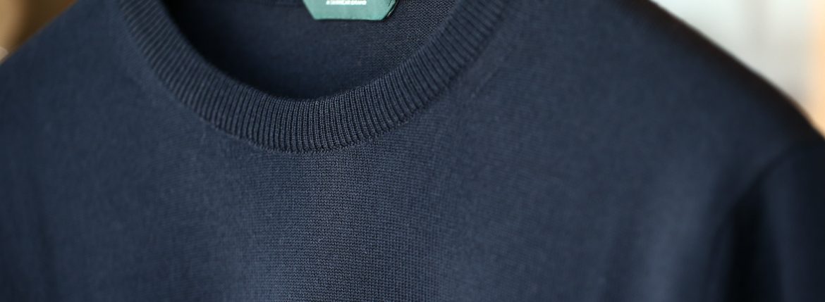 ZANONE (ザノーネ) Crew Neck Sweater (クルーネックセーター) VIRGIN WOOL 100% ヴァージンウール100% ハイゲージウールニットセーター NAVY (ネイビー・Z1375) made in italy (イタリア製) 2017 秋冬新作 zanone ザノーネ タートルネック 愛知 名古屋 zodiac ゾディアック タートル