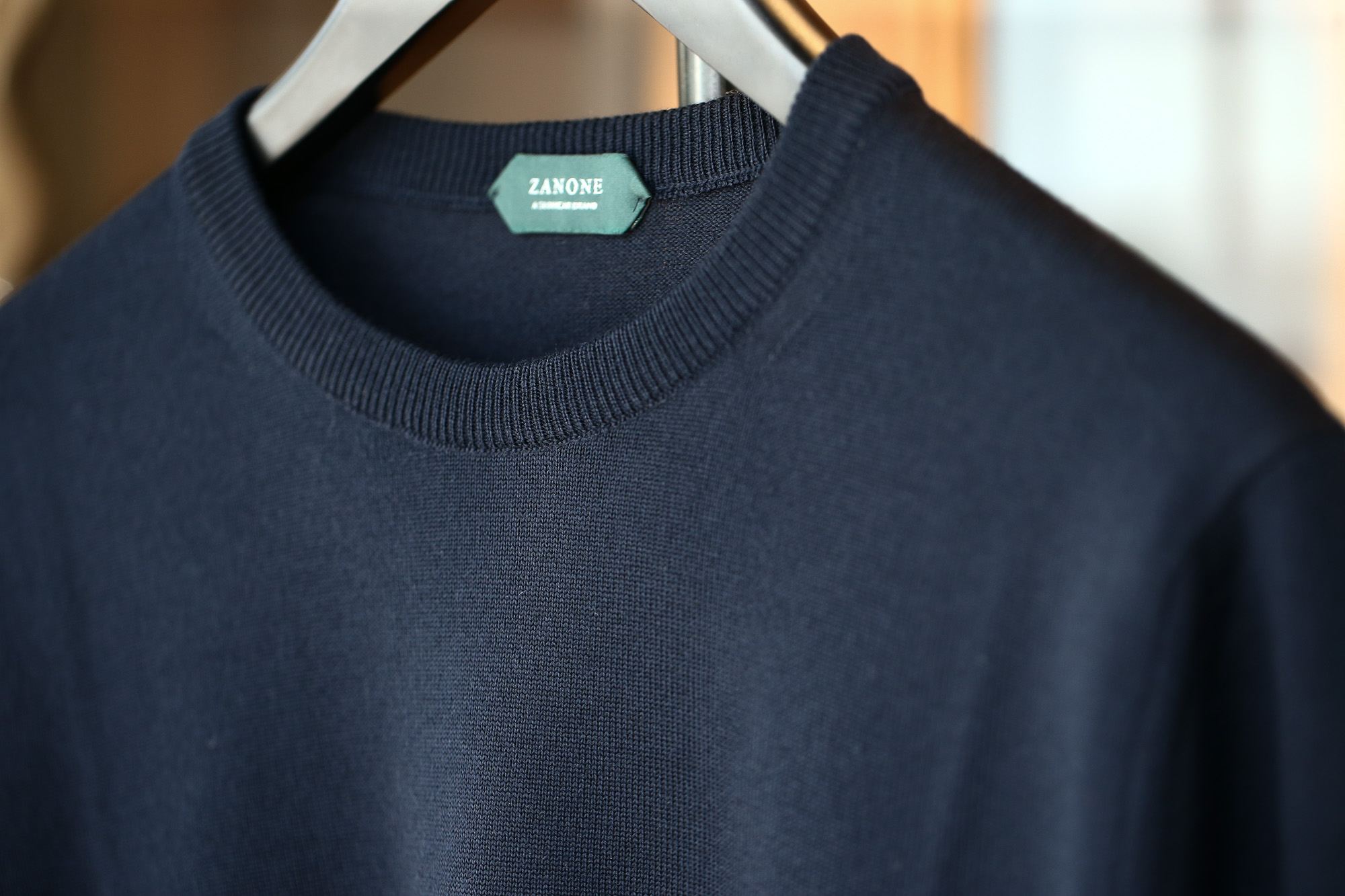 ZANONE (ザノーネ) Crew Neck Sweater (クルーネックセーター) VIRGIN WOOL 100% ヴァージンウール100% ハイゲージウールニットセーター NAVY (ネイビー・Z1375) made in italy (イタリア製) 2017 秋冬新作 zanone ザノーネ タートルネック 愛知 名古屋 Alto e Diritto アルト エ デリット タートル