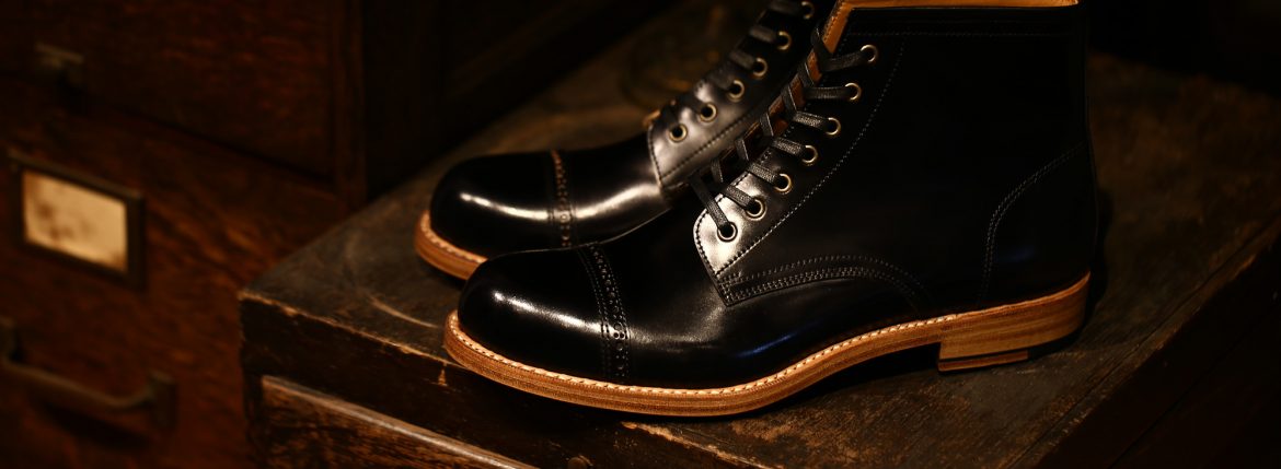 Cuervo (クエルボ) 【2017 AW NEW MODEL】 Romeo(ロメオ) 【CORDOVAN / コードバン】 Goodyear Welt Process グッドイヤーウェルト製法 Double Leather Sole ダブルレザーソール セミドレスブーツ レザーブーツ ドレスシューズ BLACK (ブラック・BK) MADE IN JAPAN(日本製) 【Special Model 1st sample】cuervoクエルボ ブーツ 愛知 名古屋 ZODIAC ゾディアック 5.5,6,6.5,7,7.5,8,8.5,9,9.5