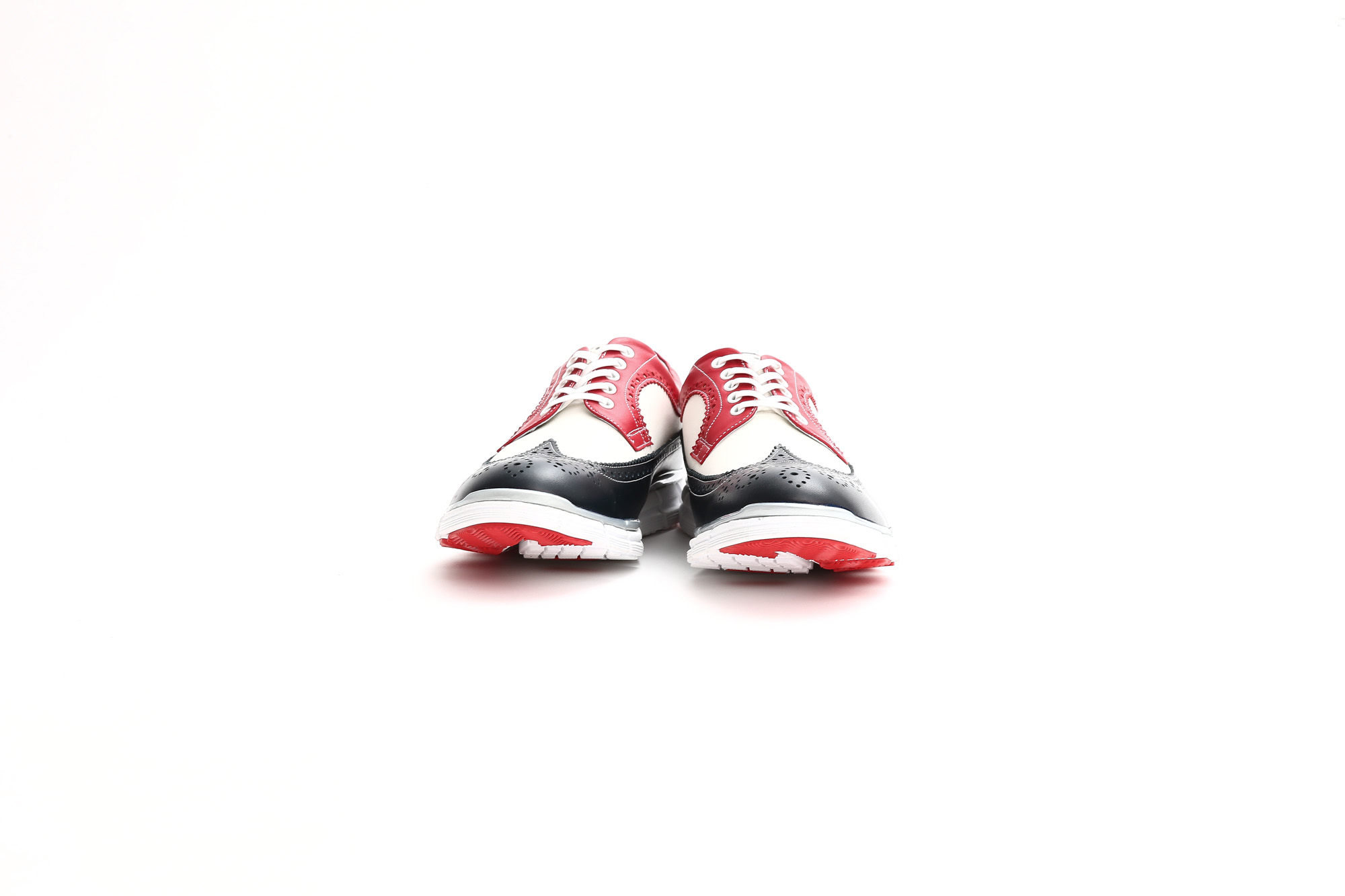 【HIROSHI TSUBOUCHI / ヒロシツボウチ】 HTO-AD05 Wingtip Sneakers トリコロールカラー Calf Leather カーフレザー ウィングチップ スニーカー NAVY / WHITE / RED (ネイビー / ホワイト / レッド・NV/WH/RE) Made in Japan (日本製) 2017 秋冬新作　hiroshitsubouchi ヒロシツボウチ 木梨則武 ノリさん C.ロナウド クリスティアーノロナウド トリコカラー とんねるずのみなさんのおかげでした トリコロール