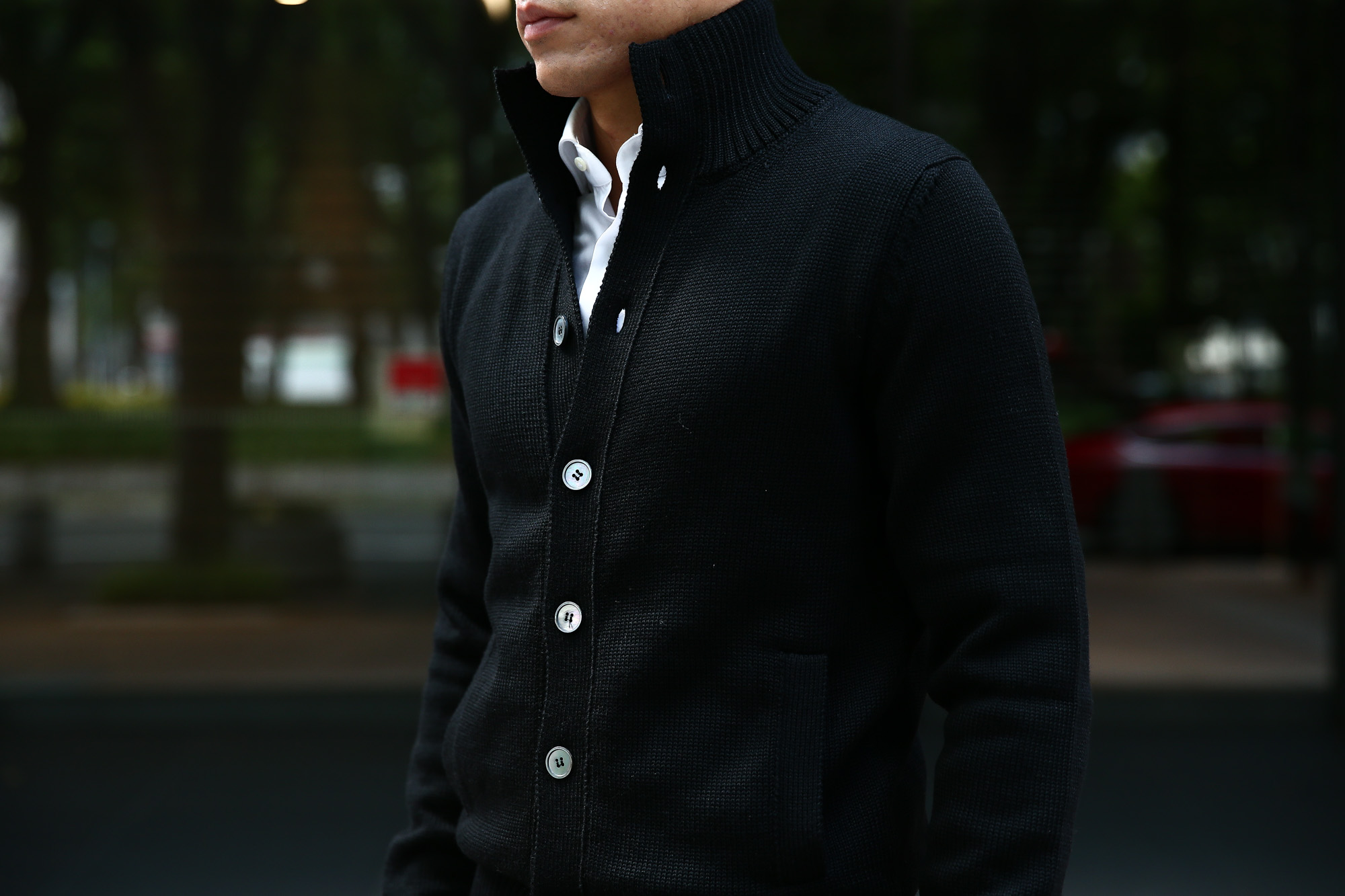 ZANONE(ザノーネ)  CHIOTO ・KYOTO(キョウト・キョート) 810740 z0229 LONG SLEEVES ミドルゲージ ニットジャケット ニットブルゾン 【BLACK / ブラック・Z0015】  2017 秋冬新作 zanone ザノーネ ニット キョウト 愛知 名古屋 Alto e Diritto アルト エ デリット