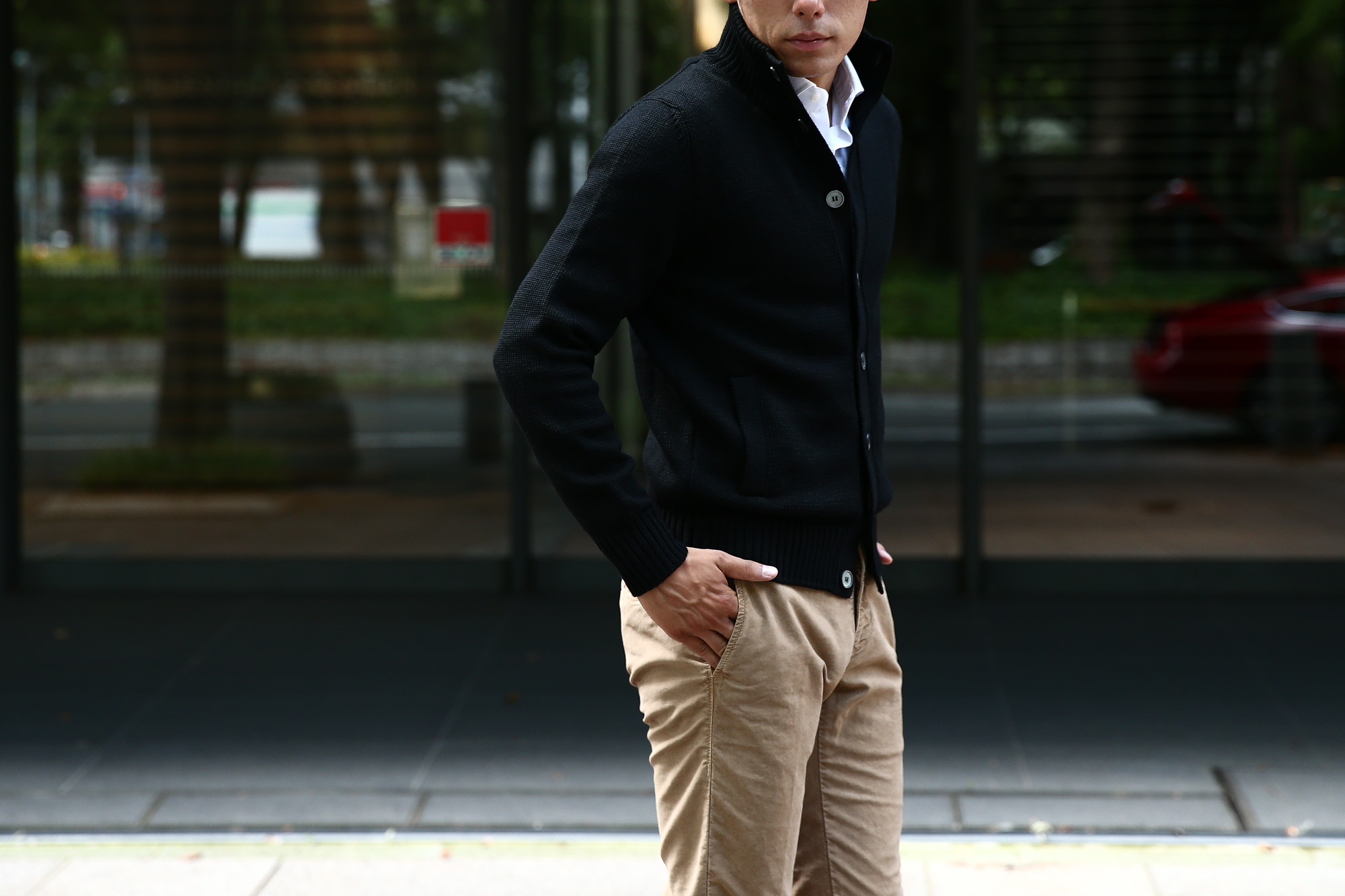 ZANONE(ザノーネ)  CHIOTO ・KYOTO(キョウト・キョート) 810740 z0229 LONG SLEEVES ミドルゲージ ニットジャケット ニットブルゾン 【BLACK / ブラック・Z0015】  2017 秋冬新作 zanone ザノーネ ニット キョウト 愛知 名古屋 Alto e Diritto アルト エ デリット