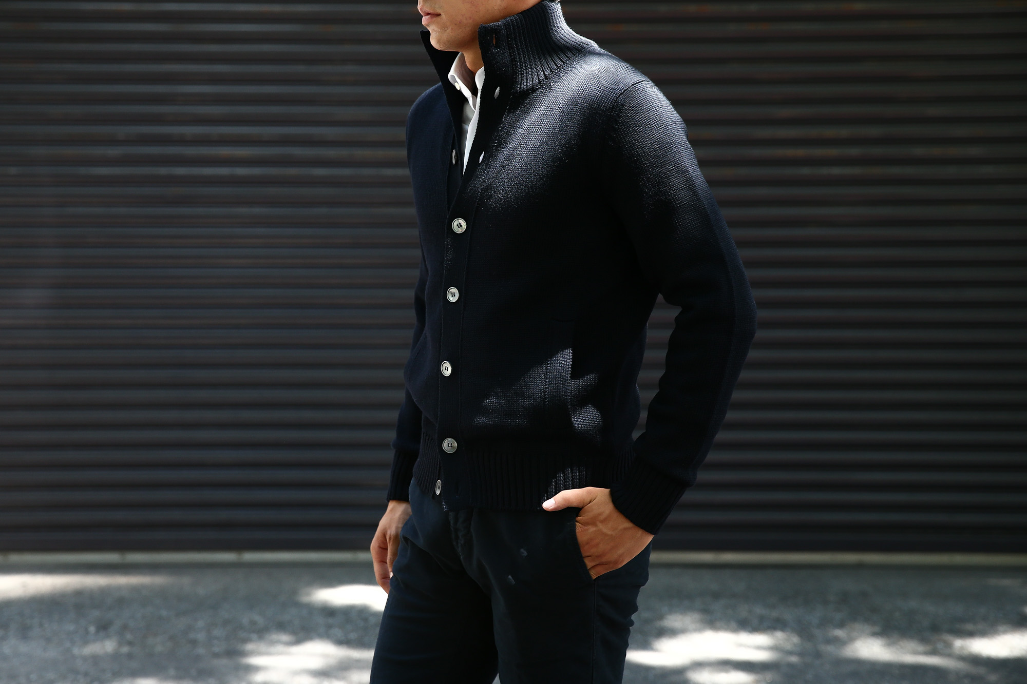 ZANONE(ザノーネ) CHIOTO ・KYOTO(キョウト・キョート) 810740 z0229 LONG SLEEVES ミドルゲージ ニットジャケット ニットブルゾン  【NAVY / ネイビー・Z1375】  2017 秋冬新作 zanone ザノーネ ニット キョウト 愛知 名古屋 Alto e Diritto アルト エ デリット