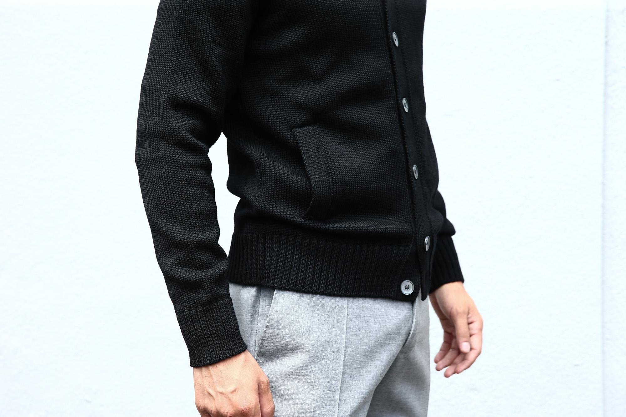 【ZANONE / ザノーネ】 CHIOTO ・KYOTO(キョウト・キョート) 810740 z0229 LONG SLEEVES ミドルゲージ ニットジャケット ニットブルゾン BLACK(ブラック・Z0015)  2017 秋冬新作  zanone ザノーネ ニット キョウト 愛知 名古屋 Alto e Diritto アルト エ デリット