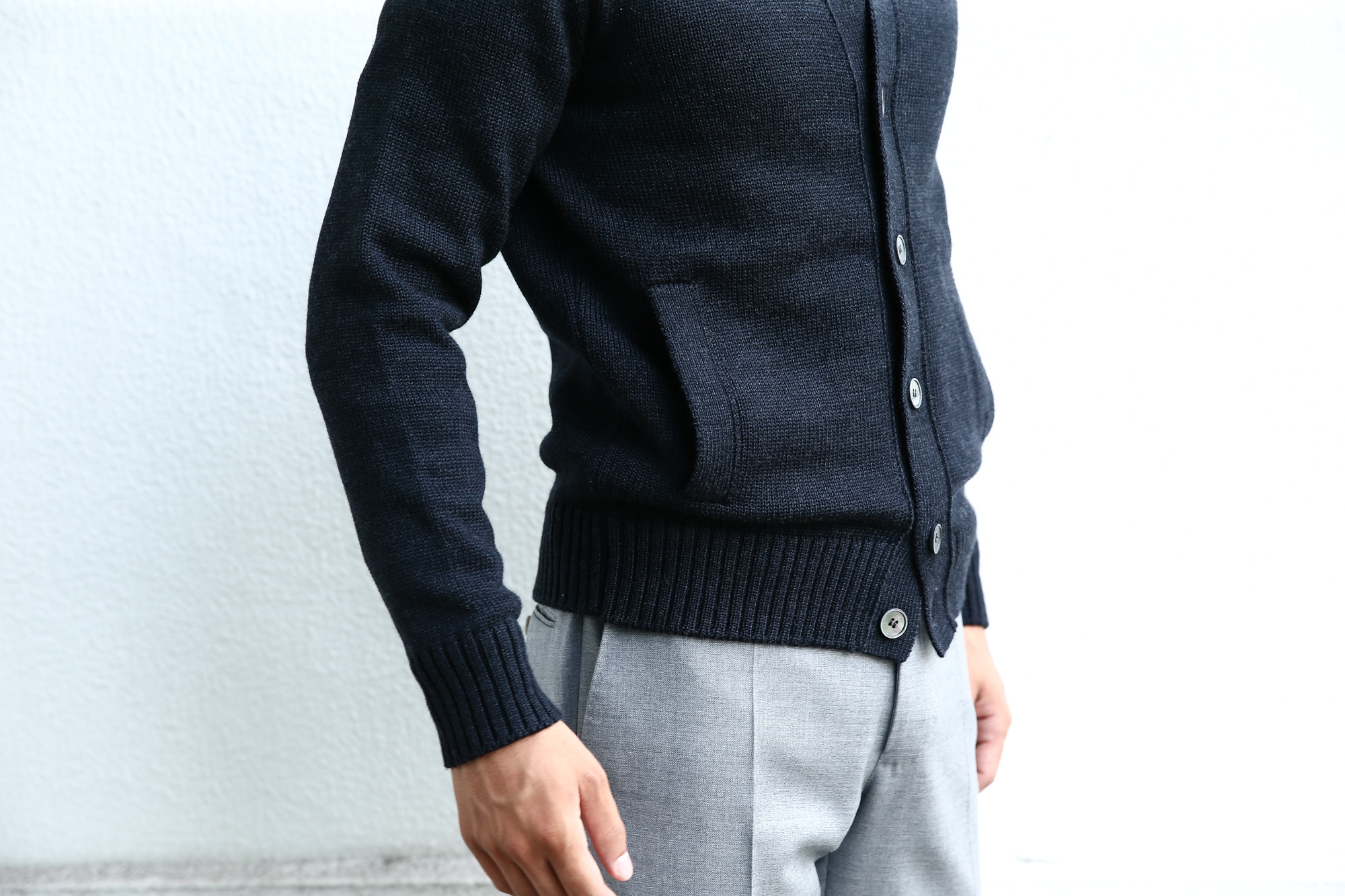 【ZANONE / ザノーネ】 CHIOTO ・KYOTO(キョウト・キョート) 810740 z0229 LONG SLEEVES ミドルゲージ ニットジャケット ニットブルゾン CHACOAL(チャコール・Z0006)  2017 秋冬新作  zanone ザノーネ ニット キョウト 愛知 名古屋 Alto e Diritto アルト エ デリット