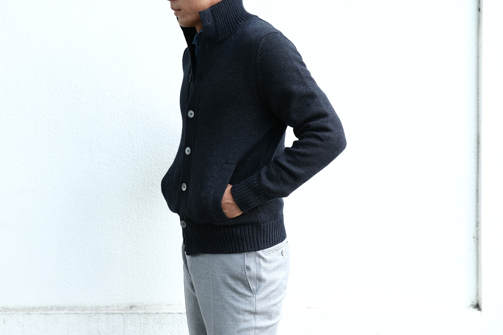 【ZANONE / ザノーネ】 CHIOTO ・KYOTO(キョウト・キョート) 810740 z0229 LONG SLEEVES ミドルゲージ ニットジャケット ニットブルゾン CHACOAL(チャコール・Z0006)  2017 秋冬新作  zanone ザノーネ ニット キョウト 愛知 名古屋 Alto e Diritto アルト エ デリット