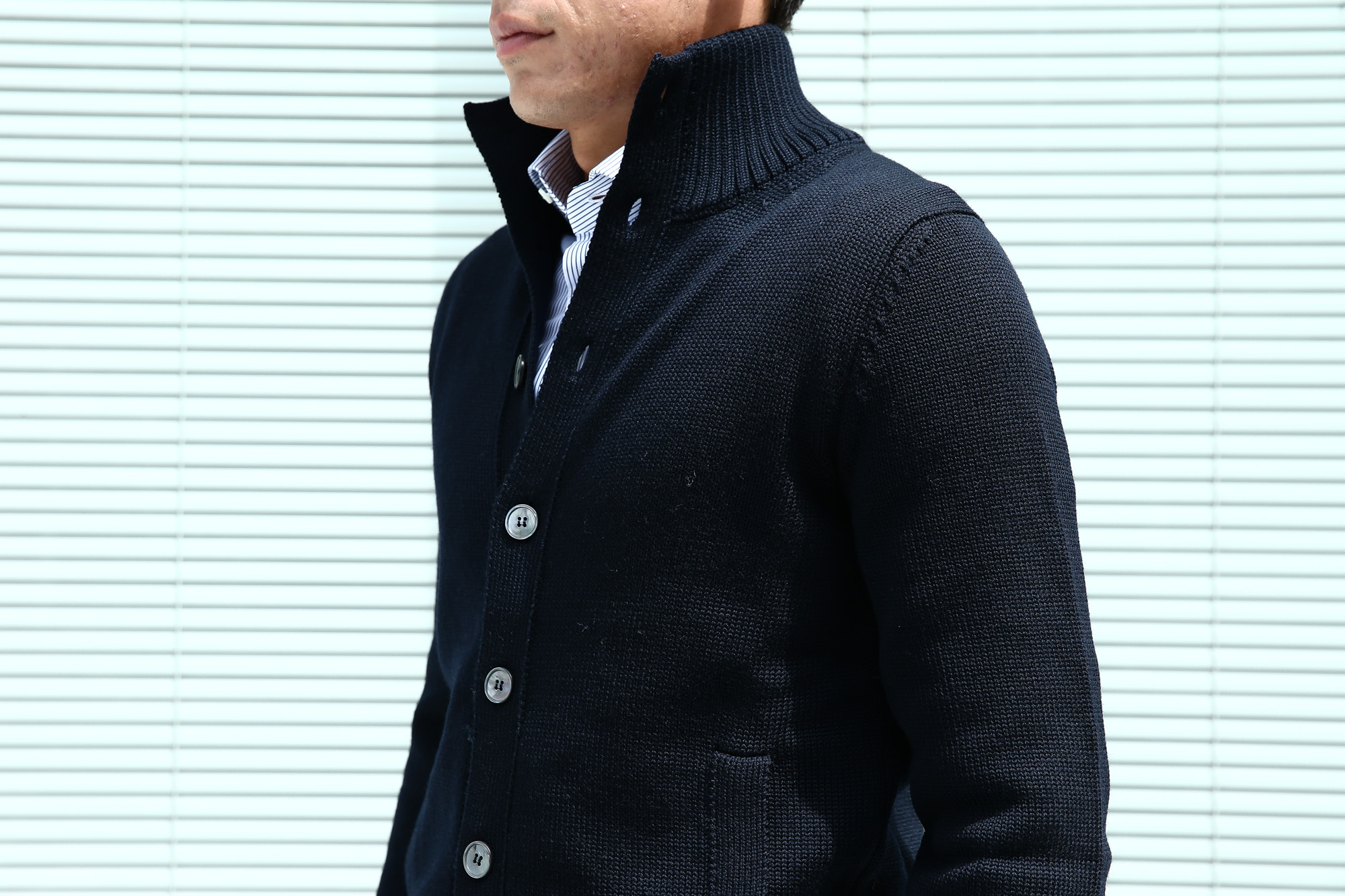 【ZANONE / ザノーネ】CHIOTO ・KYOTO(キョウト・キョート) 810740 z0229 LONG SLEEVES ミドルゲージ ニットジャケット ニットブルゾン  NAVY(ネイビー・Z1375)  2017 秋冬新作  zanone ザノーネ ニット キョウト 愛知 名古屋 Alto e Diritto アルト エ デリット