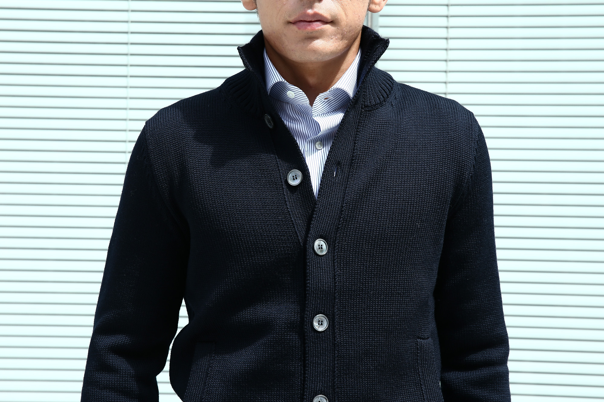 【ZANONE / ザノーネ】CHIOTO ・KYOTO(キョウト・キョート) 810740 z0229 LONG SLEEVES ミドルゲージ ニットジャケット ニットブルゾン  NAVY(ネイビー・Z1375)  2017 秋冬新作  zanone ザノーネ ニット キョウト 愛知 名古屋 Alto e Diritto アルト エ デリット