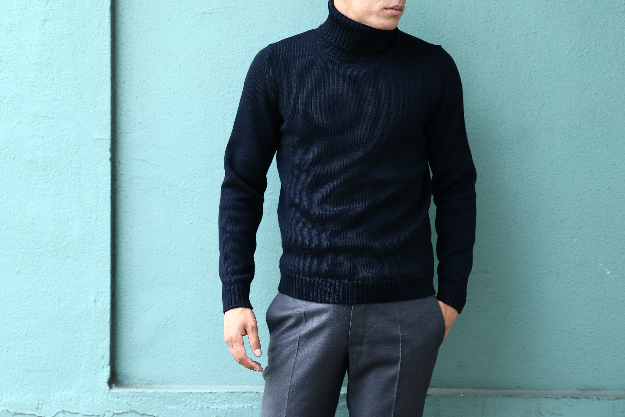 ZANONE (ザノーネ) Turtle Neck Sweater (タートルネックセーター) VIRGIN WOOL 100% ミドルゲージ ウールニット セーター NAVY (ネイビー・Z1375) made in italy (イタリア製) 2017 秋冬新作 zanone ザノーネ 愛知 名古屋 Alto e Diritto アルト エ デリット