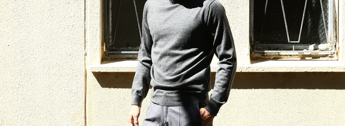 【Cruciani / クルチアーニ】 Turtle Neck Sweater (タートルネックセーター) WOOL 100% 27ゲージ＆9ゲージ ハイゲージウールニット セーター GRAY (グレー・1095) made in italy (イタリア製) 2017 秋冬新作 cruciani クルチアーニ 愛知 名古屋 タートルネック