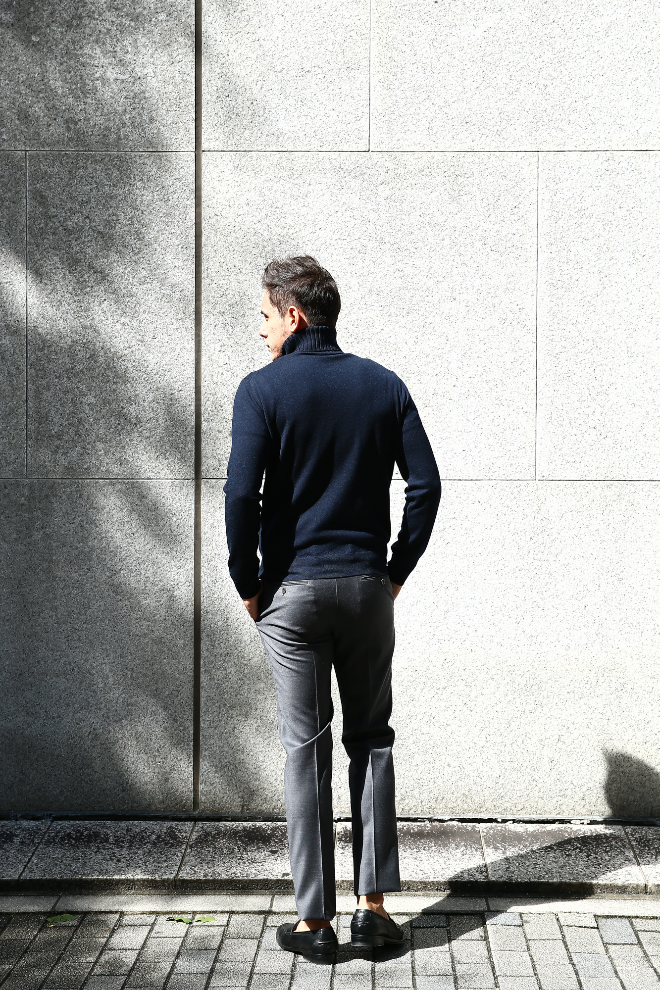 【Cruciani / クルチアーニ】 Turtle Neck Sweater (タートルネックセーター) WOOL 100% 27ゲージ＆9ゲージ ハイゲージウールニット セーター NAVY (ネイビー・8800) made in italy (イタリア製) 2017 秋冬新作 cruciani クルチアーニ 愛知 名古屋 タートルネック