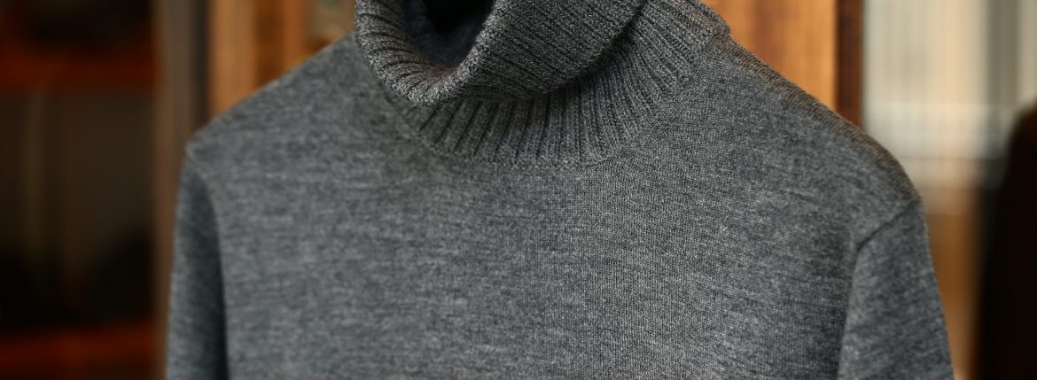 Cruciani (クルチアーニ) Turtle Neck Sweater (タートルネックセーター) WOOL 100% 27ゲージ＆9ゲージ ハイゲージウールニット セーター CHARCOAL (チャコール・1095) made in italy (イタリア製) 2017 秋冬新作 cruciani クルチアーニ 愛知 名古屋 タートルネック